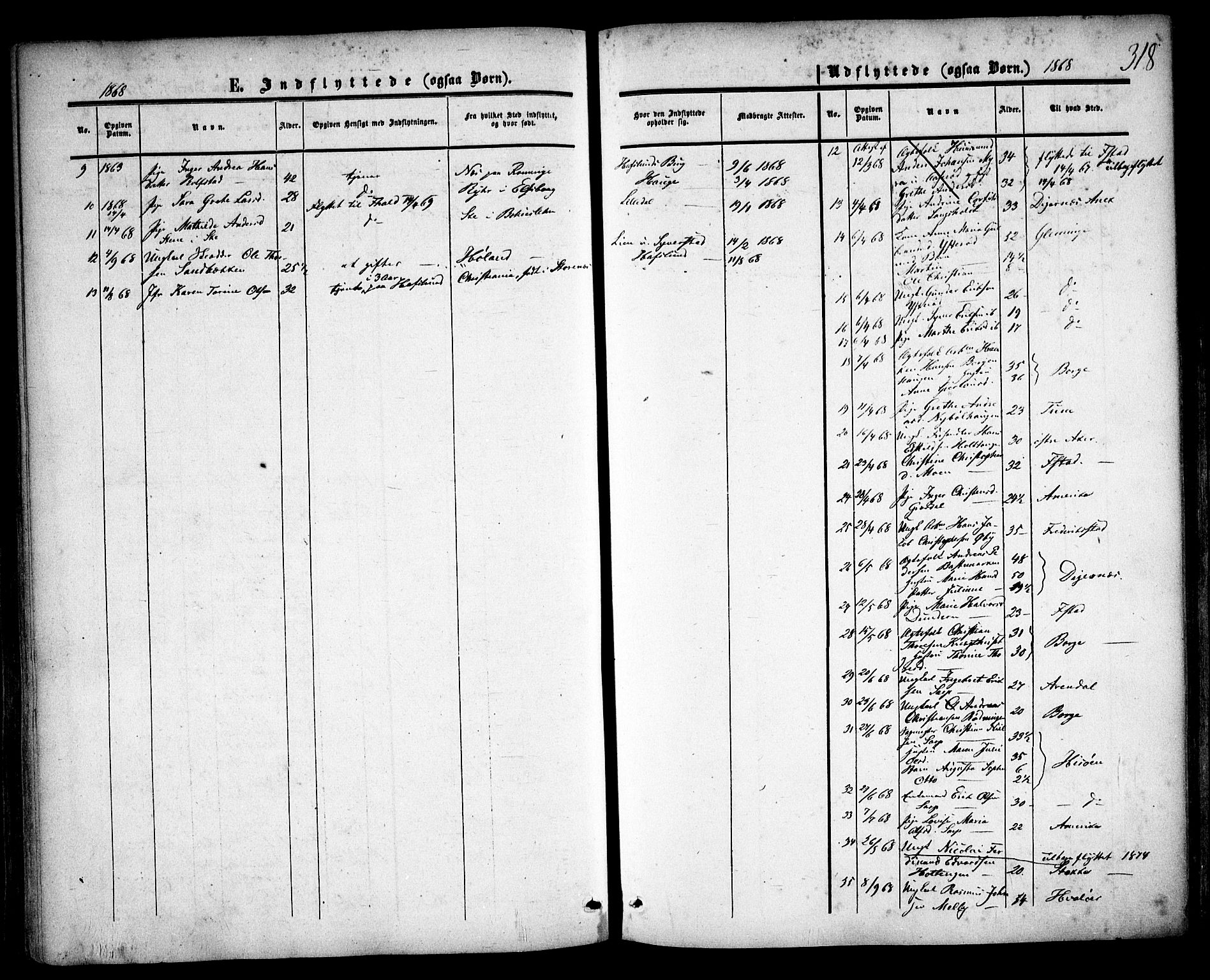 Skjeberg prestekontor Kirkebøker, SAO/A-10923/F/Fa/L0007: Parish register (official) no. I 7, 1859-1868, p. 318