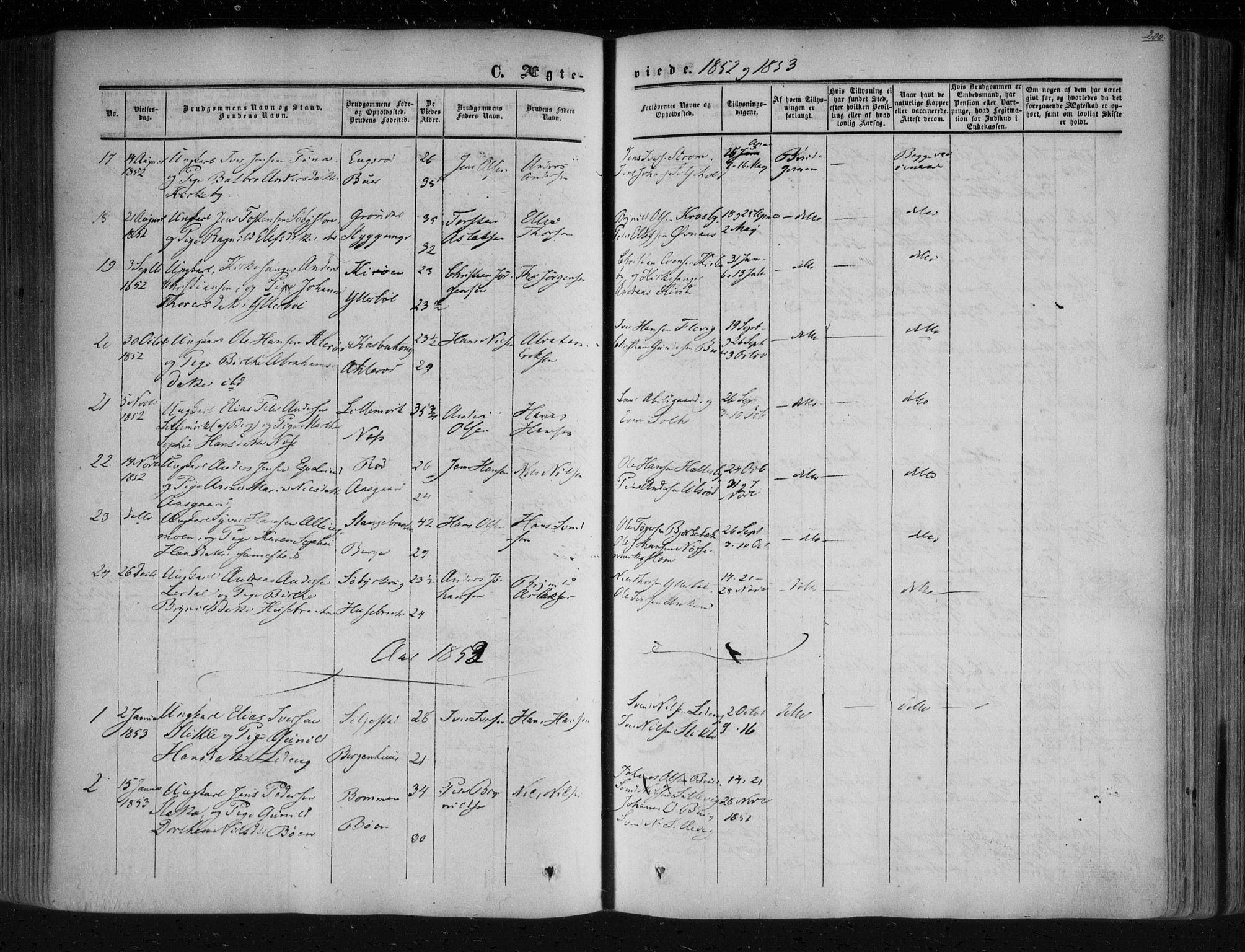 Aremark prestekontor Kirkebøker, SAO/A-10899/F/Fc/L0003: Parish register (official) no. III 3, 1850-1865, p. 200