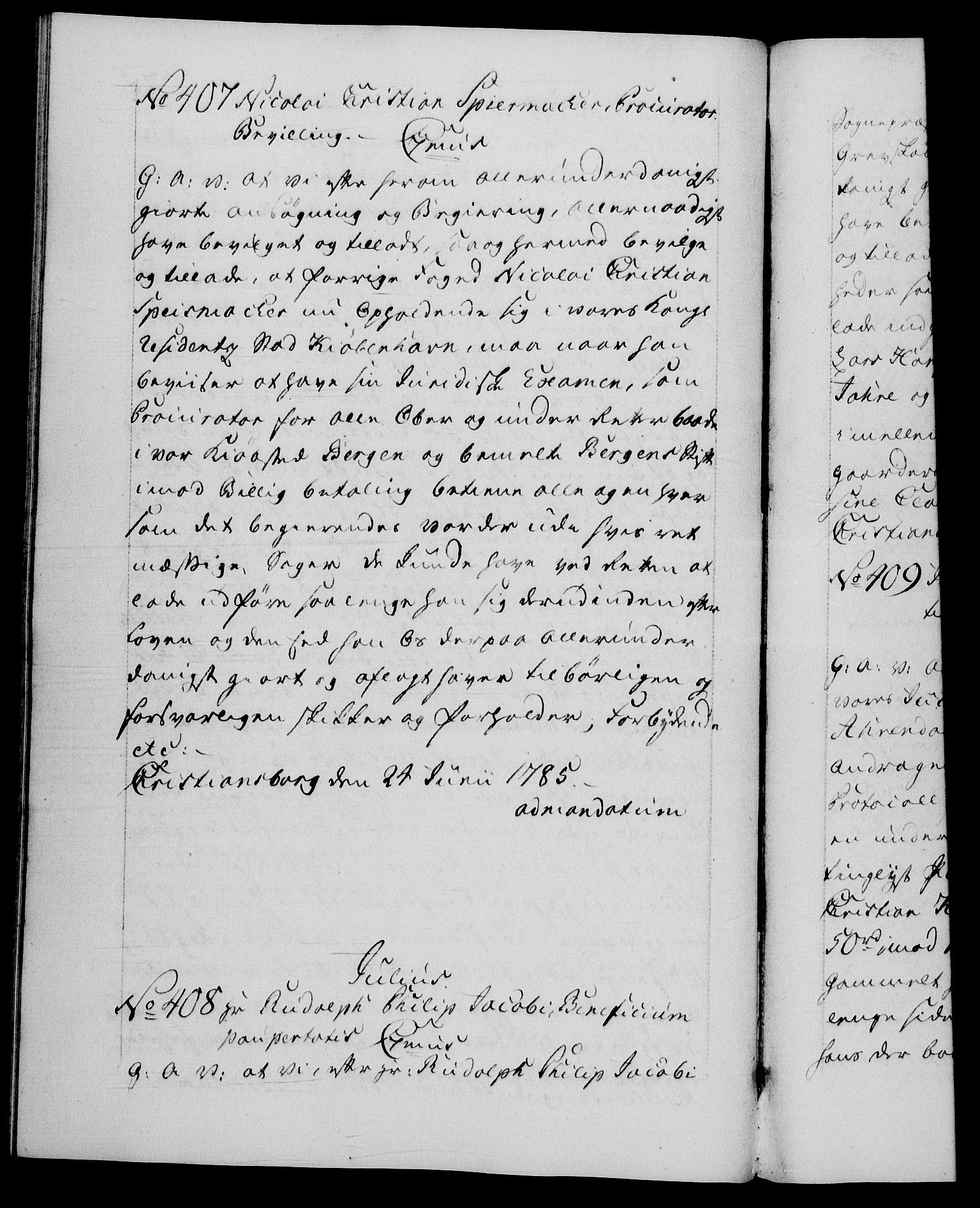 Danske Kanselli 1572-1799, RA/EA-3023/F/Fc/Fca/Fcaa/L0050: Norske registre, 1784-1785, p. 678b