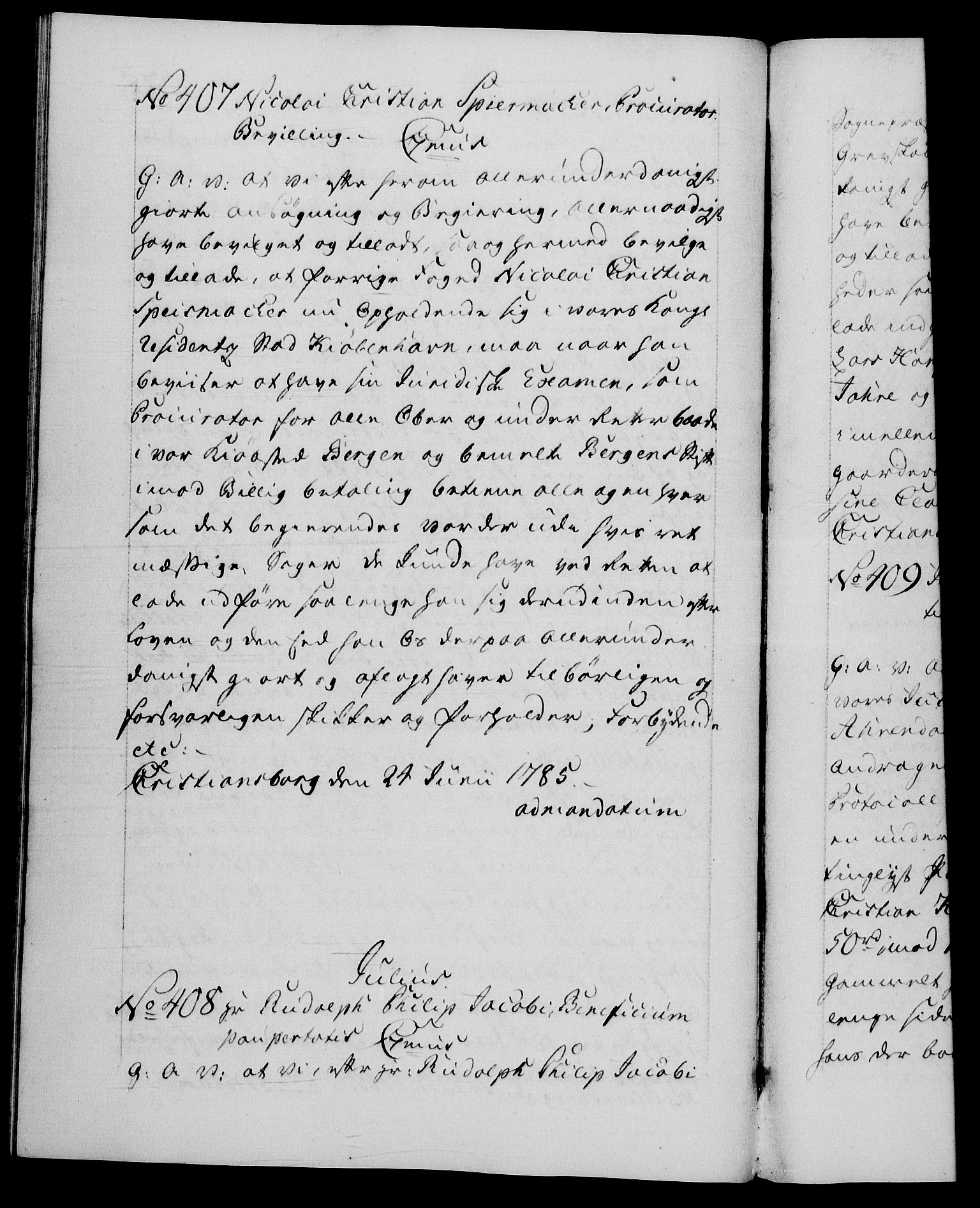 Danske Kanselli 1572-1799, AV/RA-EA-3023/F/Fc/Fca/Fcaa/L0050: Norske registre, 1784-1785, p. 678b