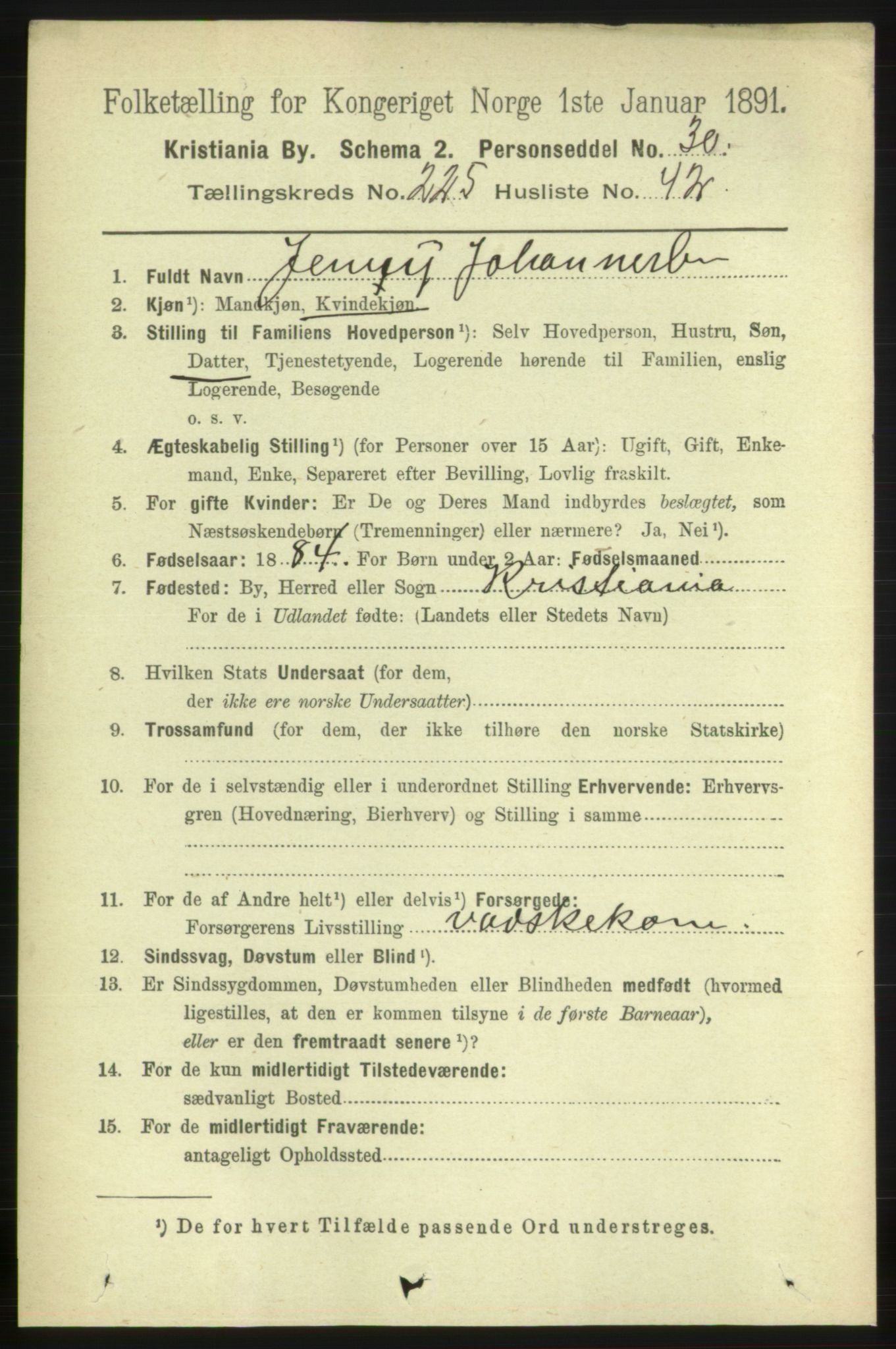 RA, 1891 census for 0301 Kristiania, 1891, p. 137374