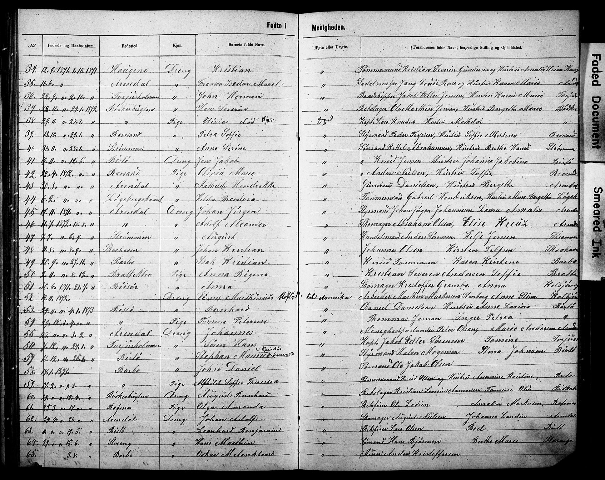 Metodistmenigheten, Arendal, AV/SAK-1292-0011/F/Fa/L0002: Dissenter register no. F-3, 1867-1884