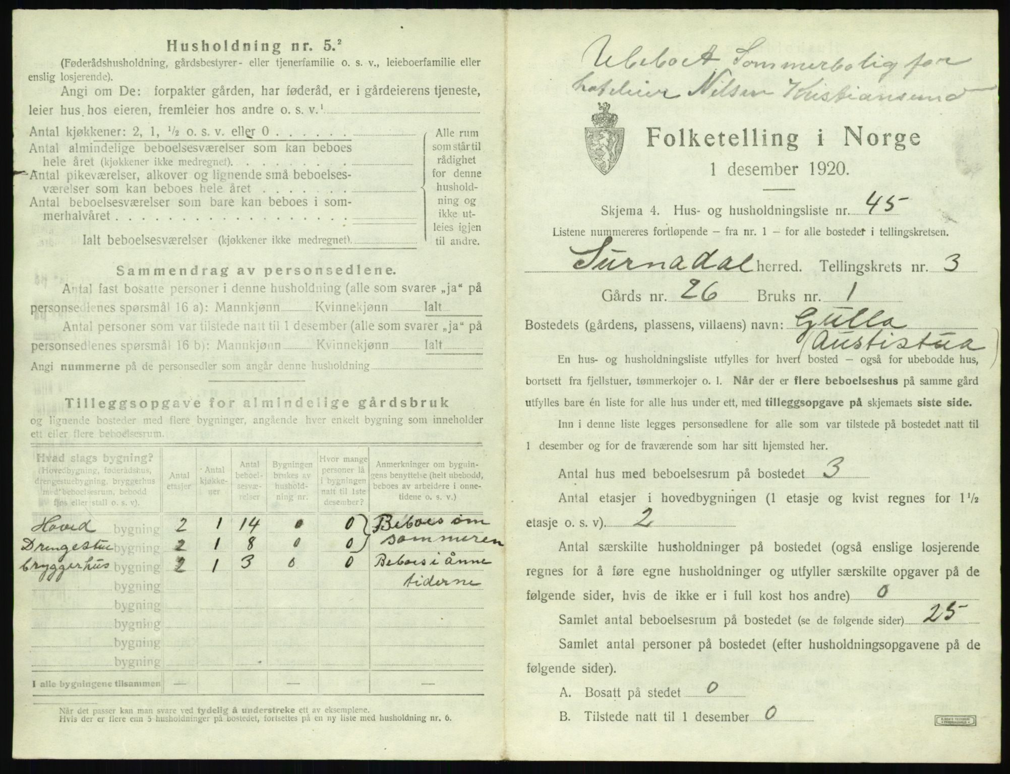 SAT, 1920 census for Surnadal, 1920, p. 385