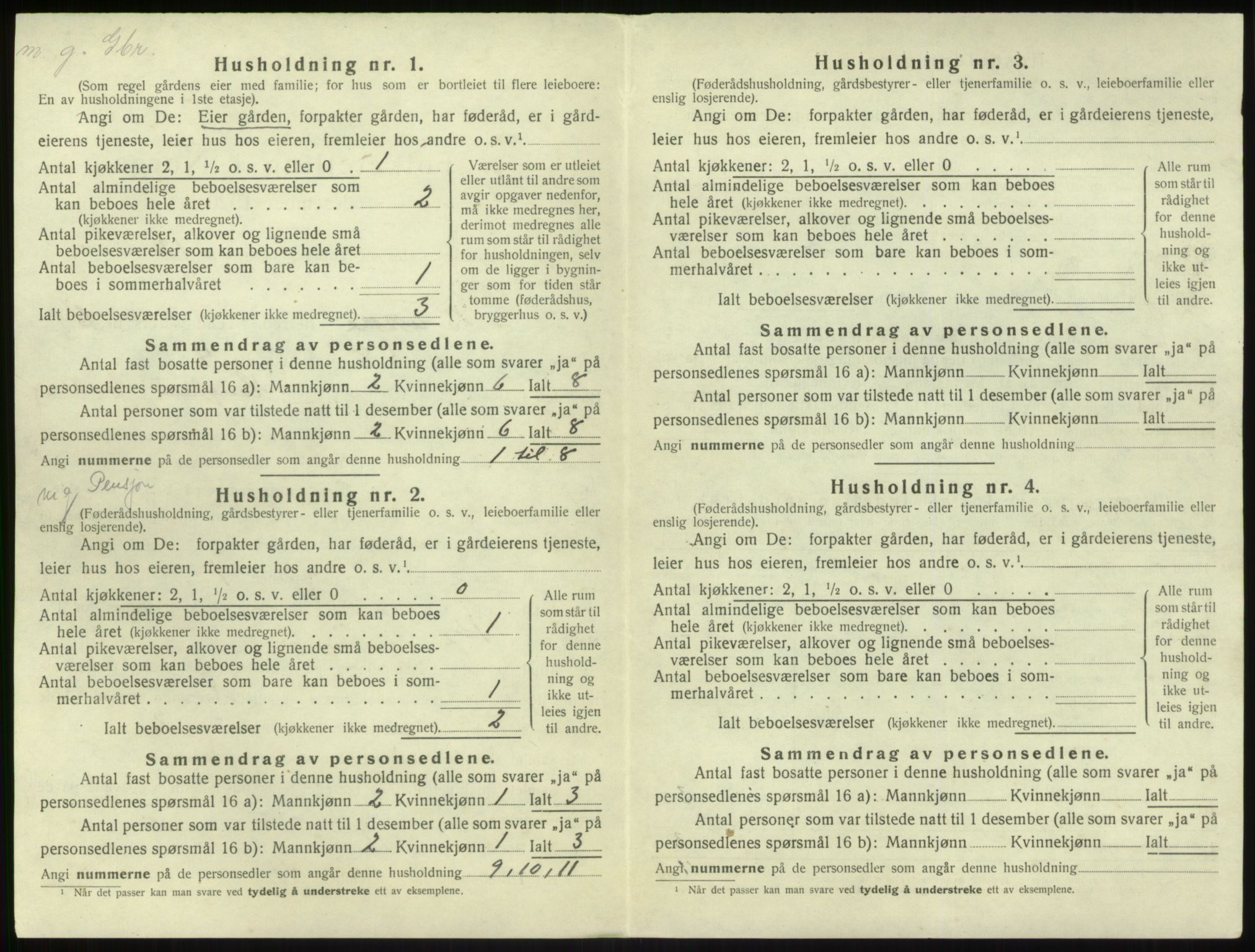 SAB, 1920 census for Brekke, 1920, p. 195