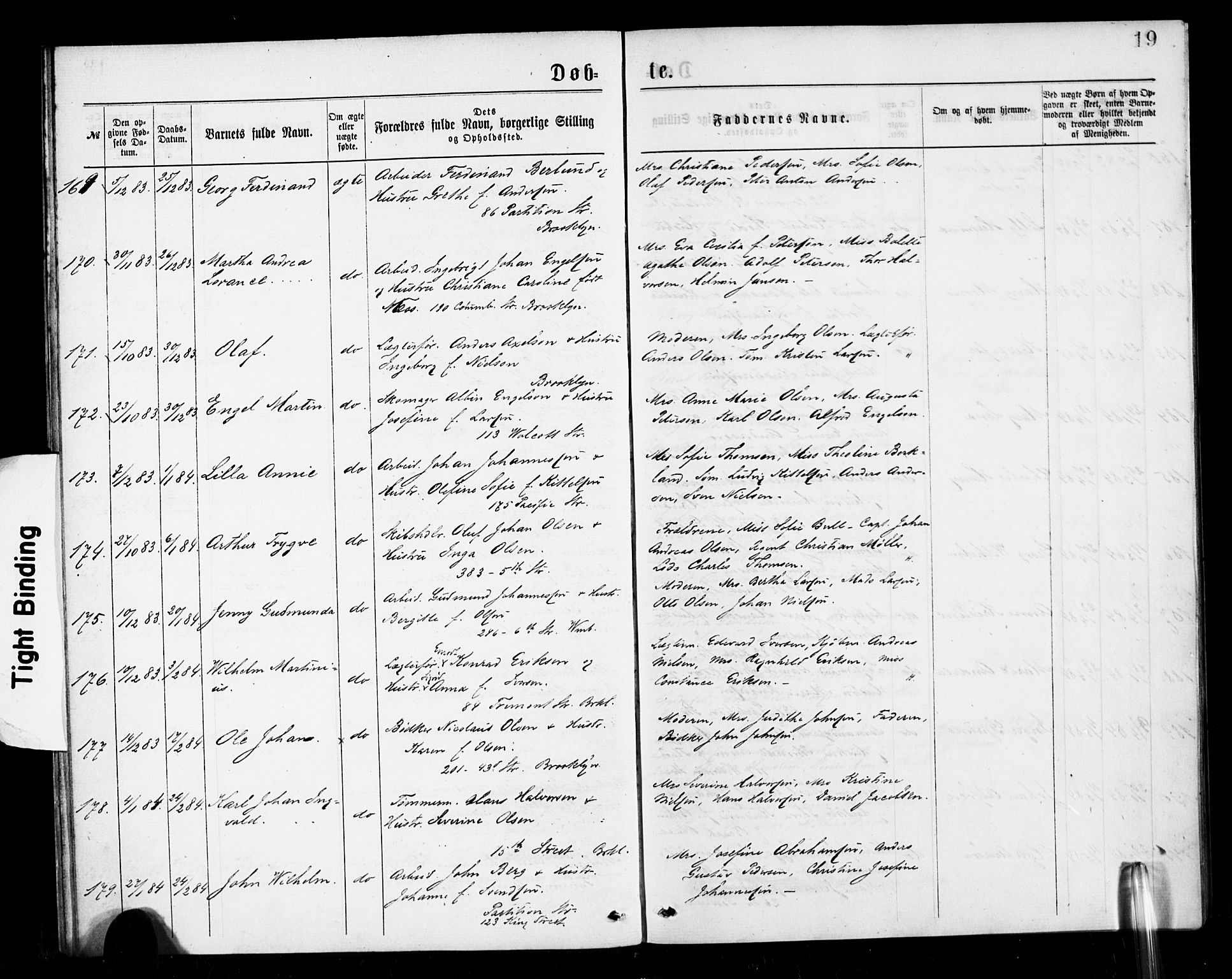 Den norske sjømannsmisjon i utlandet/New York, SAB/SAB/PA-0110/H/Ha/L0001: Parish register (official) no. A 1, 1878-1885, p. 19