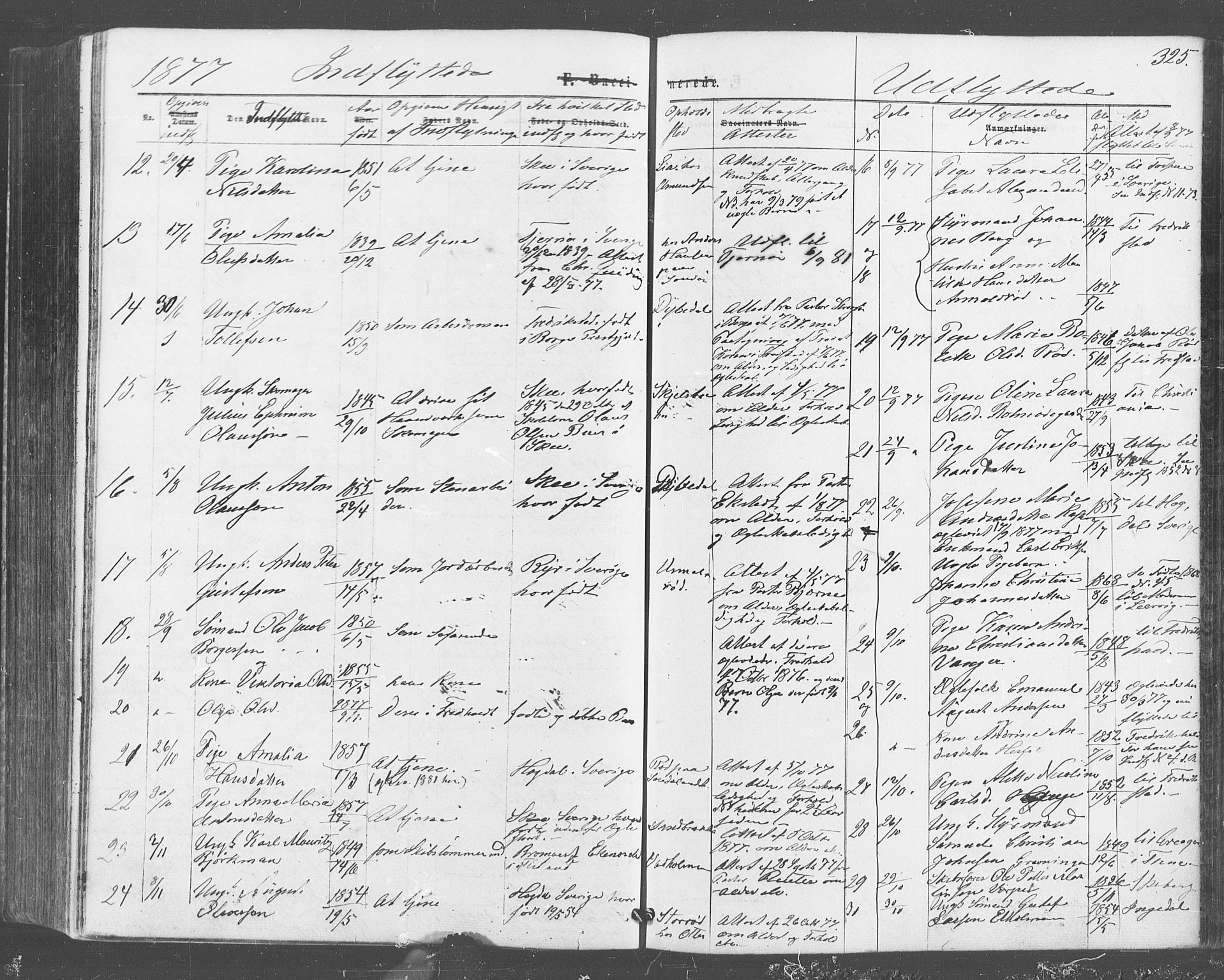 Hvaler prestekontor Kirkebøker, SAO/A-2001/F/Fa/L0007: Parish register (official) no. I 7, 1864-1878, p. 325