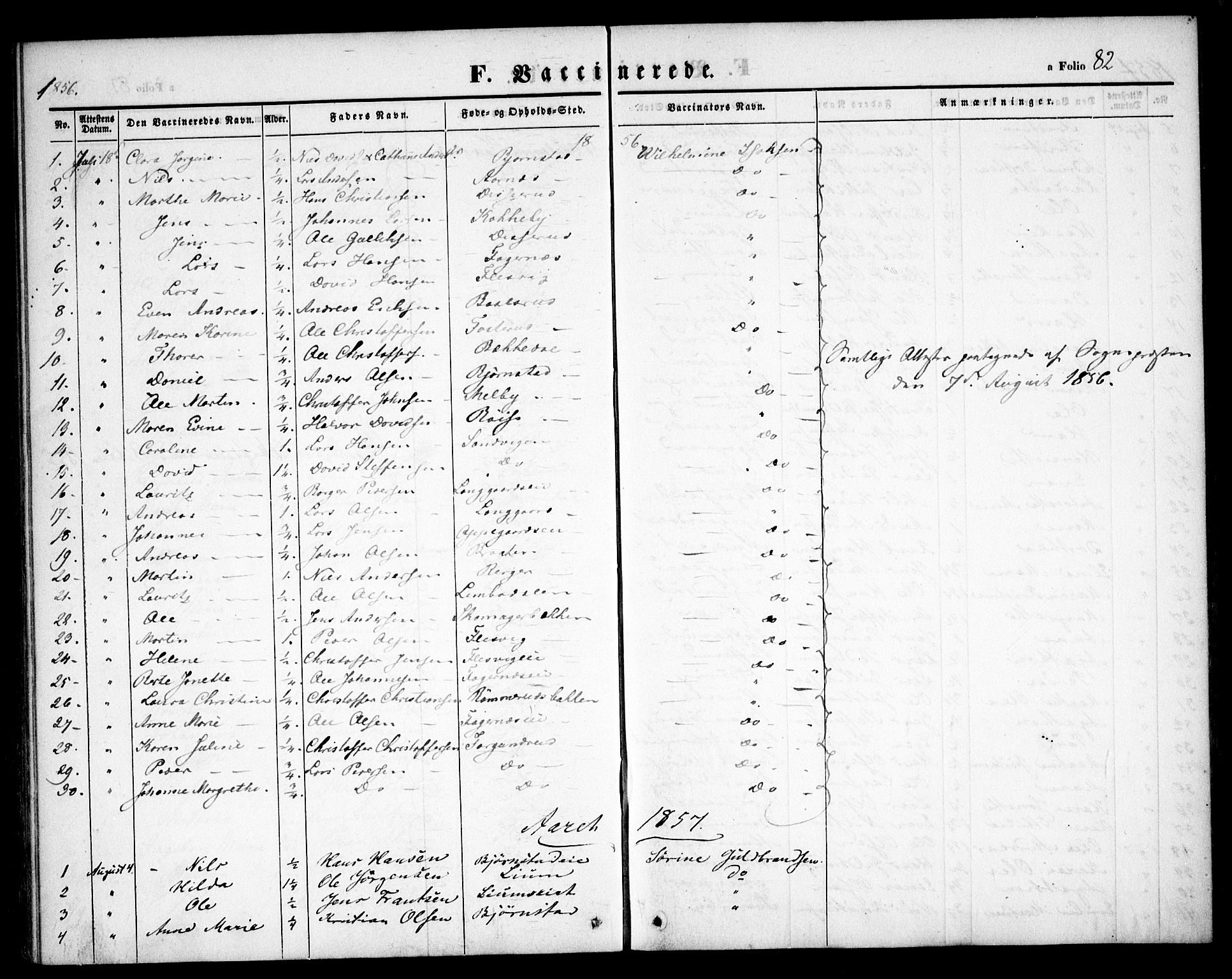 Hurdal prestekontor Kirkebøker, SAO/A-10889/F/Fb/L0001: Parish register (official) no. II 1, 1846-1859, p. 82
