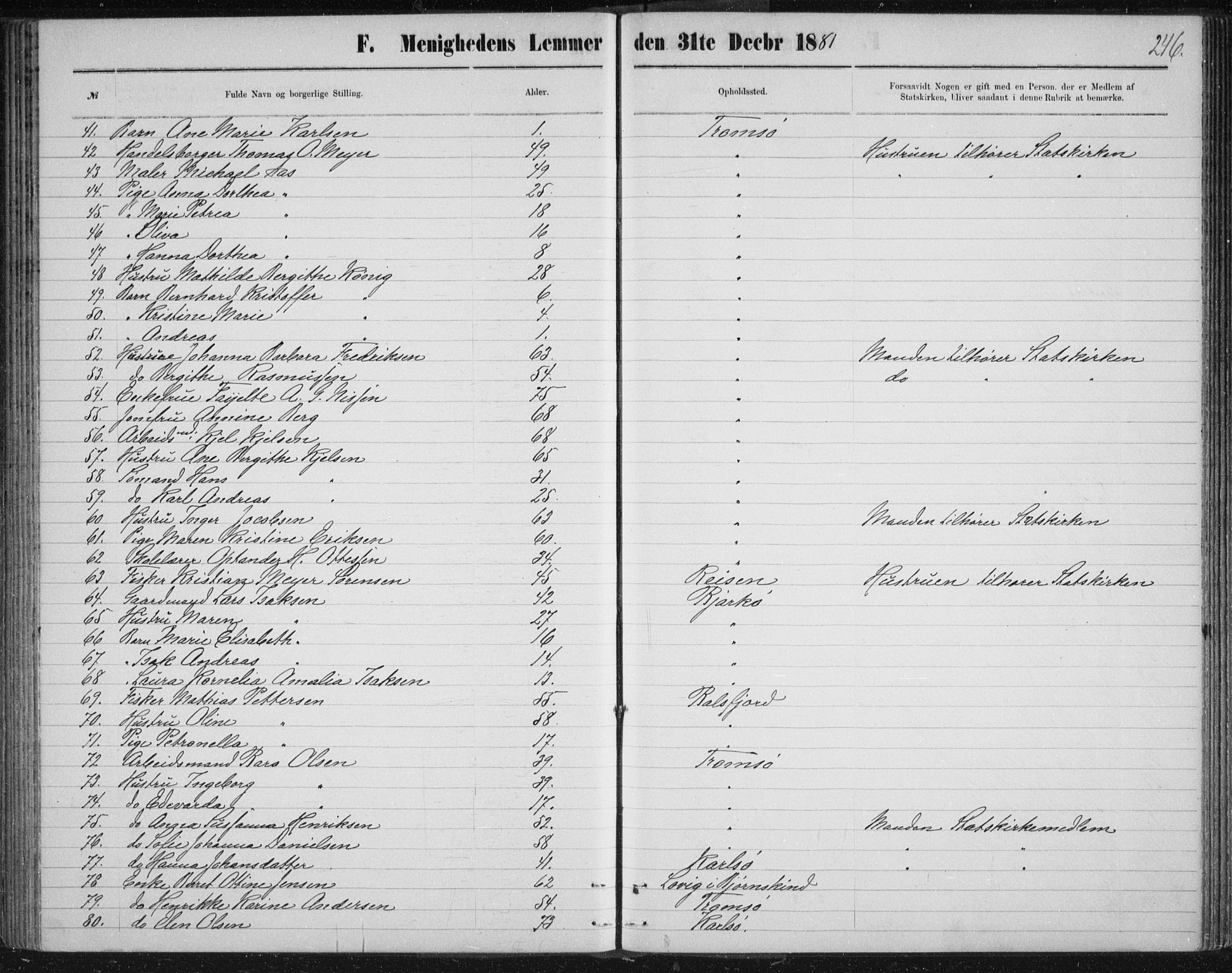 Uten arkivreferanse, SATØ/-: Dissenter register no. DP 3, 1871-1893, p. 246