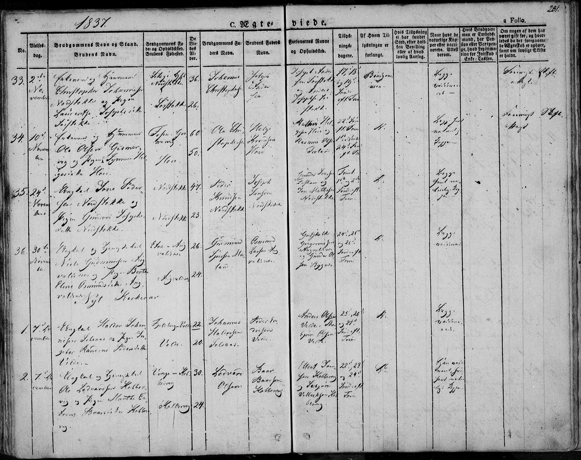 Avaldsnes sokneprestkontor, SAST/A -101851/H/Ha/Haa/L0005: Parish register (official) no. A 5.1, 1825-1841, p. 281