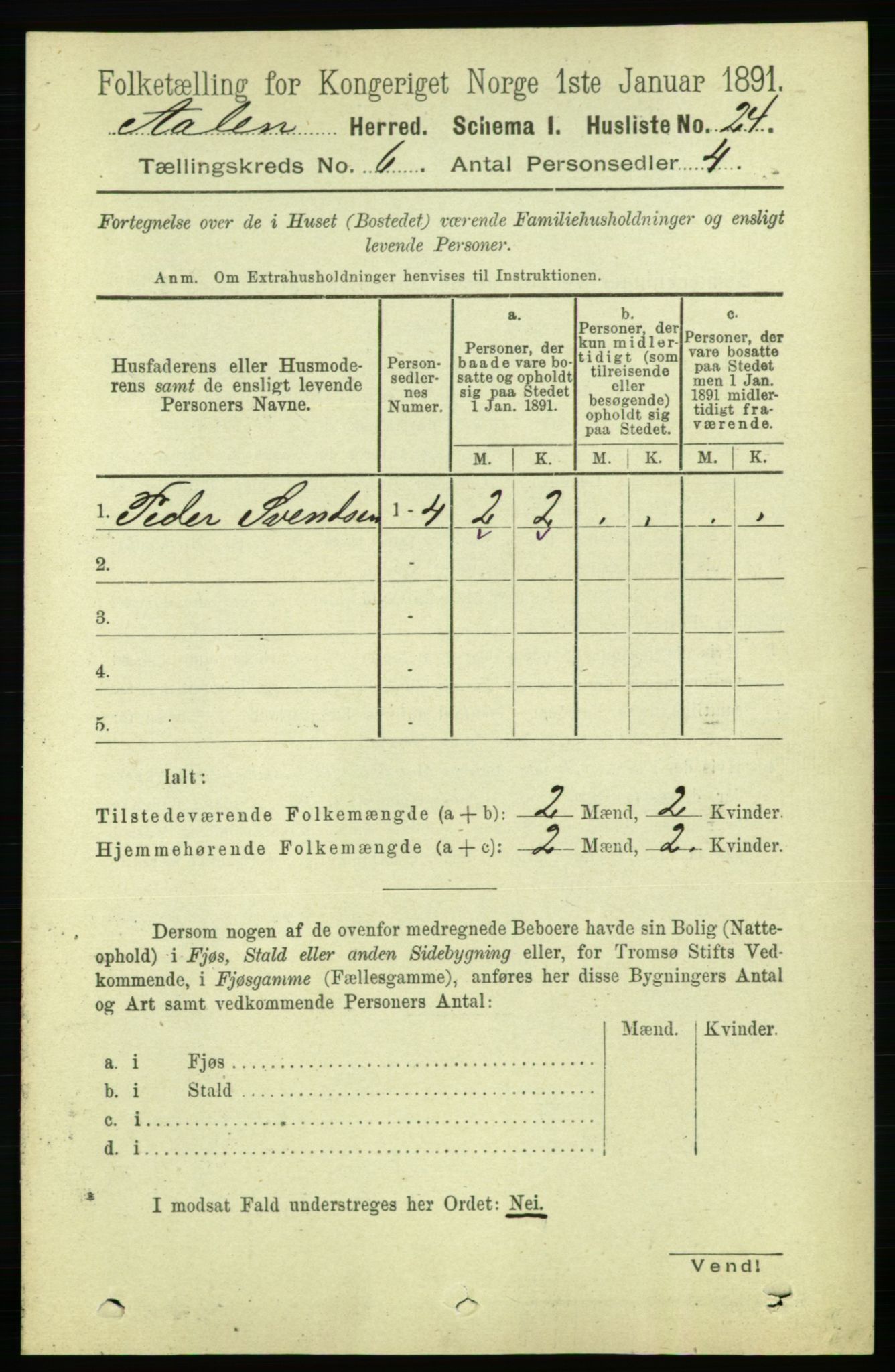 RA, 1891 census for 1644 Ålen, 1891, p. 1906