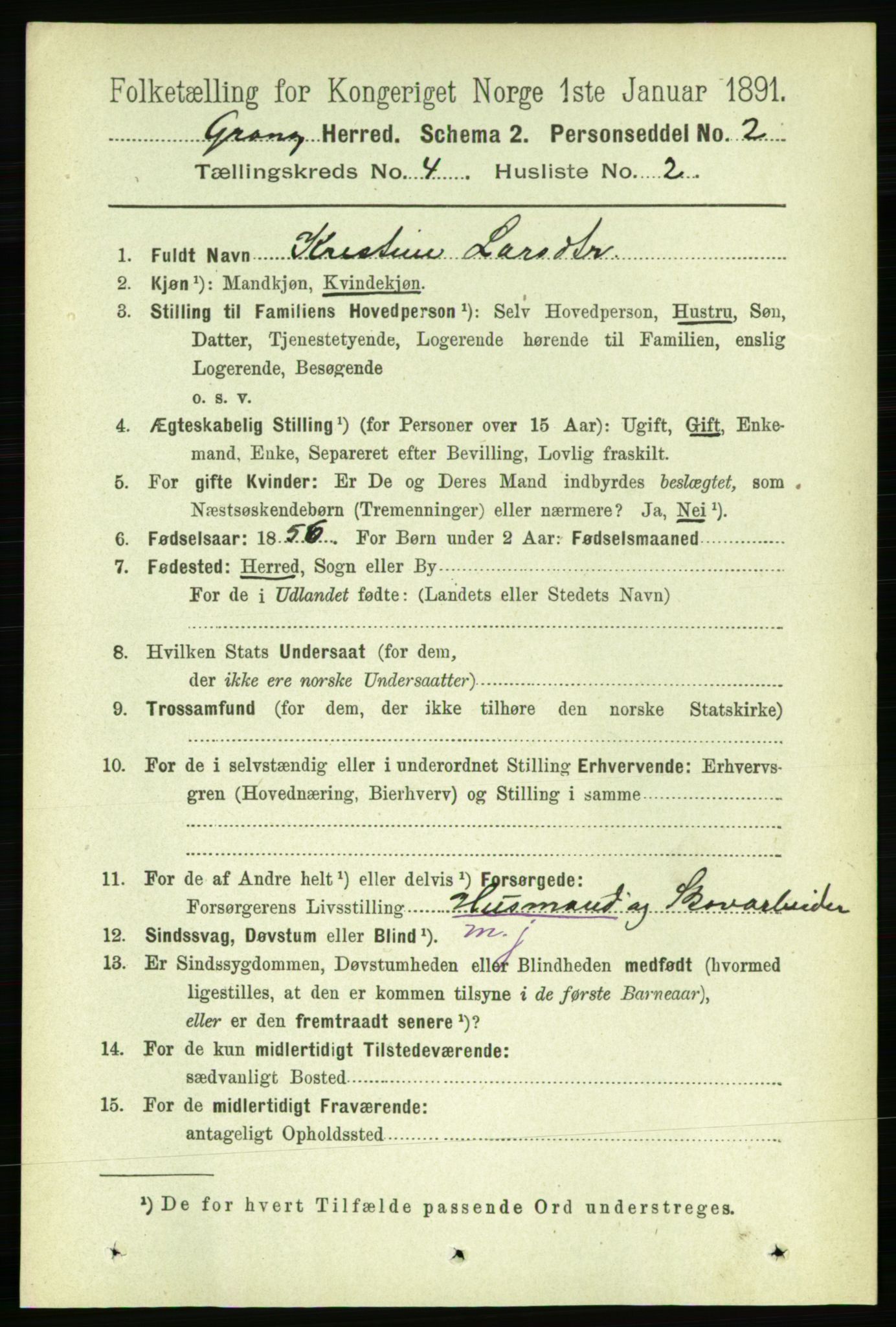 RA, 1891 census for 1742 Grong, 1891, p. 1498