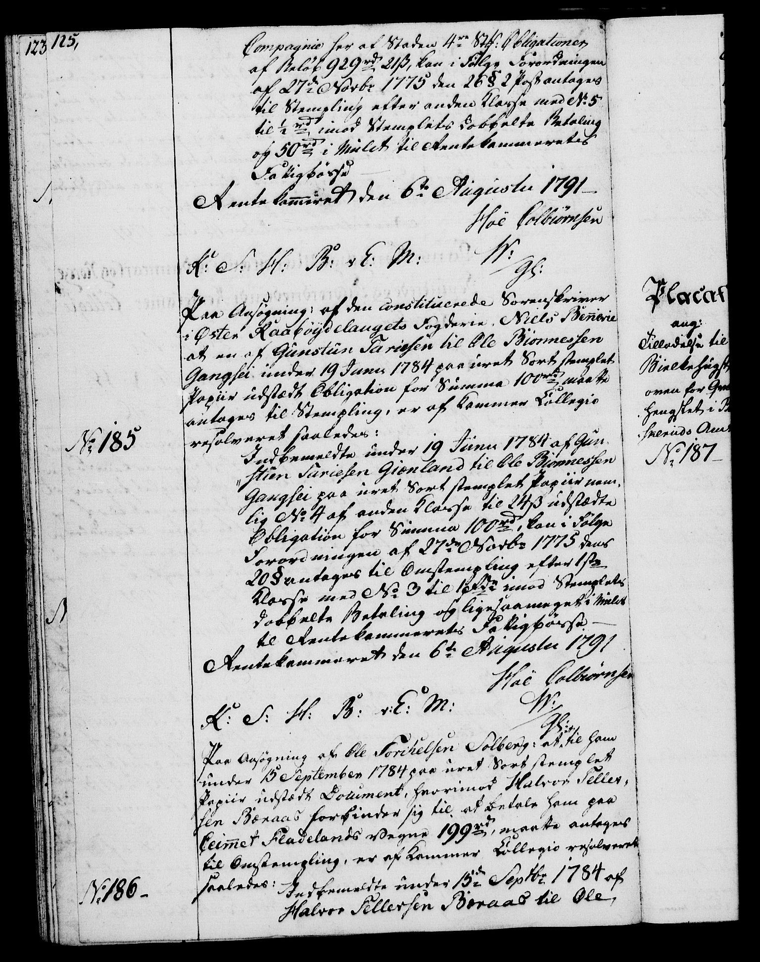 Rentekammeret, Kammerkanselliet, AV/RA-EA-3111/G/Gg/Gga/L0015: Norsk ekspedisjonsprotokoll med register (merket RK 53.15), 1790-1791, p. 125