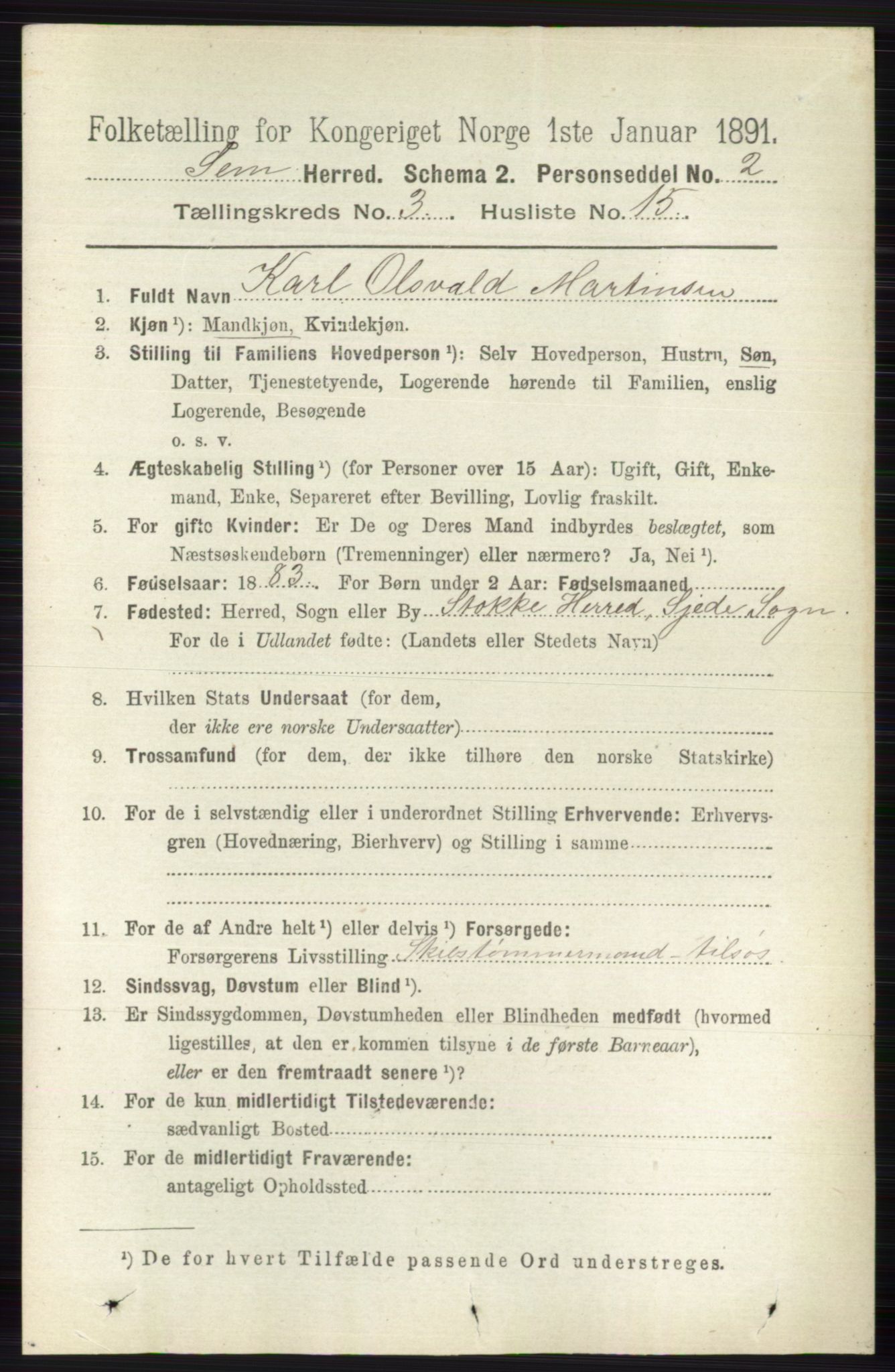 RA, 1891 census for 0721 Sem, 1891, p. 1132