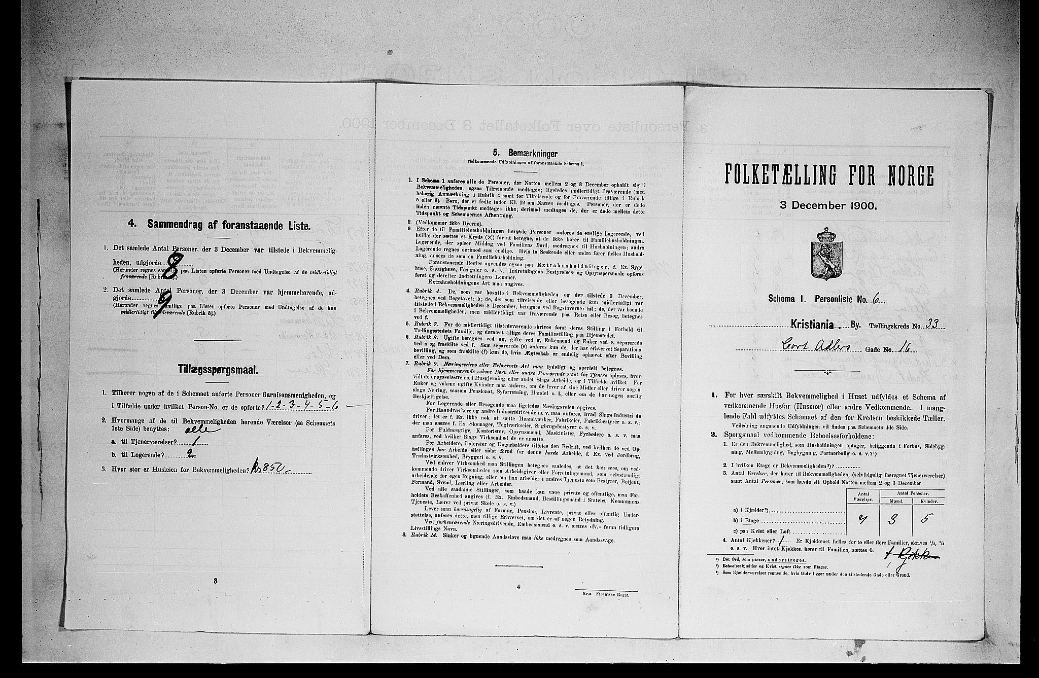 SAO, 1900 census for Kristiania, 1900, p. 13954