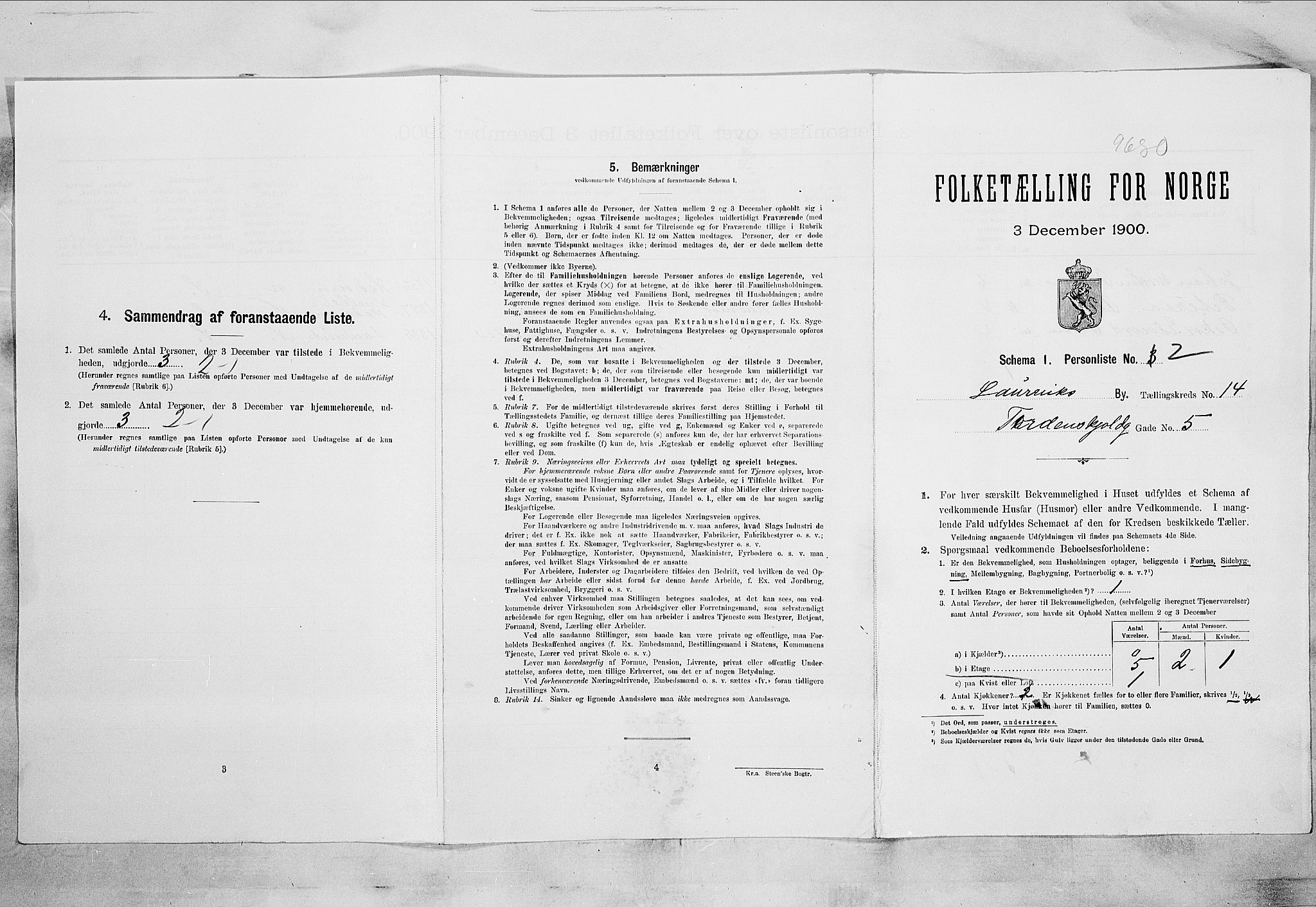 RA, 1900 census for Larvik, 1900, p. 1324