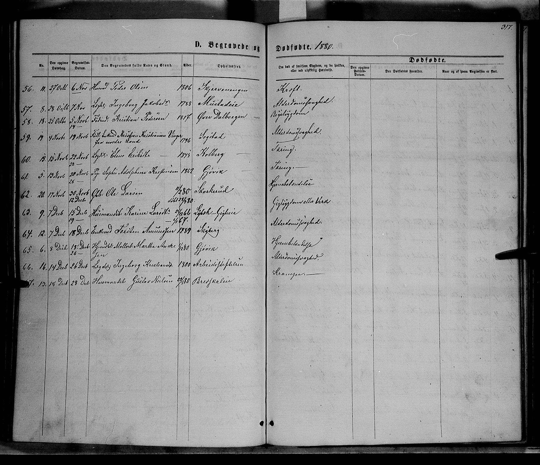 Vardal prestekontor, SAH/PREST-100/H/Ha/Hab/L0006: Parish register (copy) no. 6, 1869-1881, p. 317