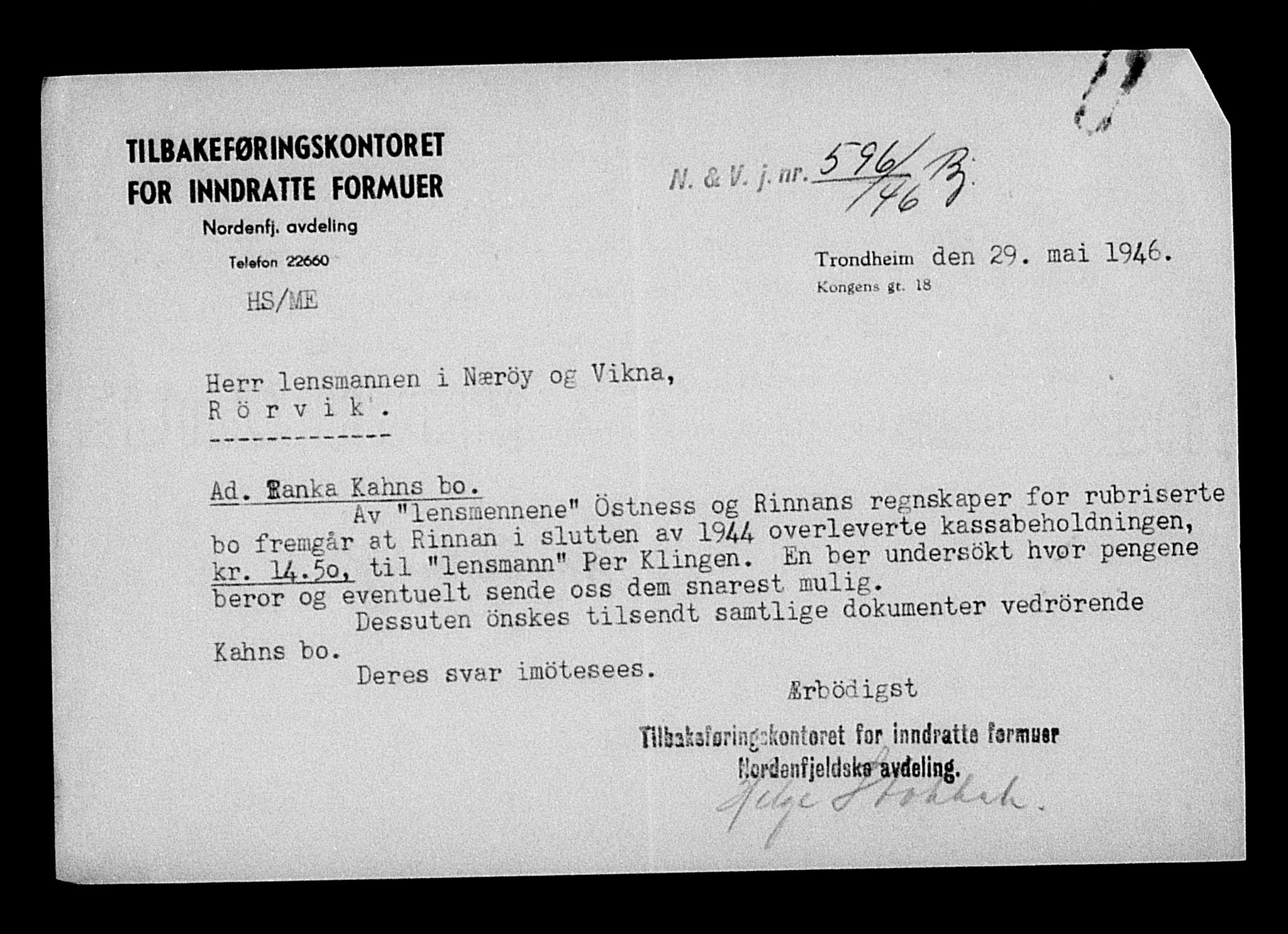 Justisdepartementet, Tilbakeføringskontoret for inndratte formuer, AV/RA-S-1564/H/Hc/Hcb/L0913: --, 1945-1947, p. 587