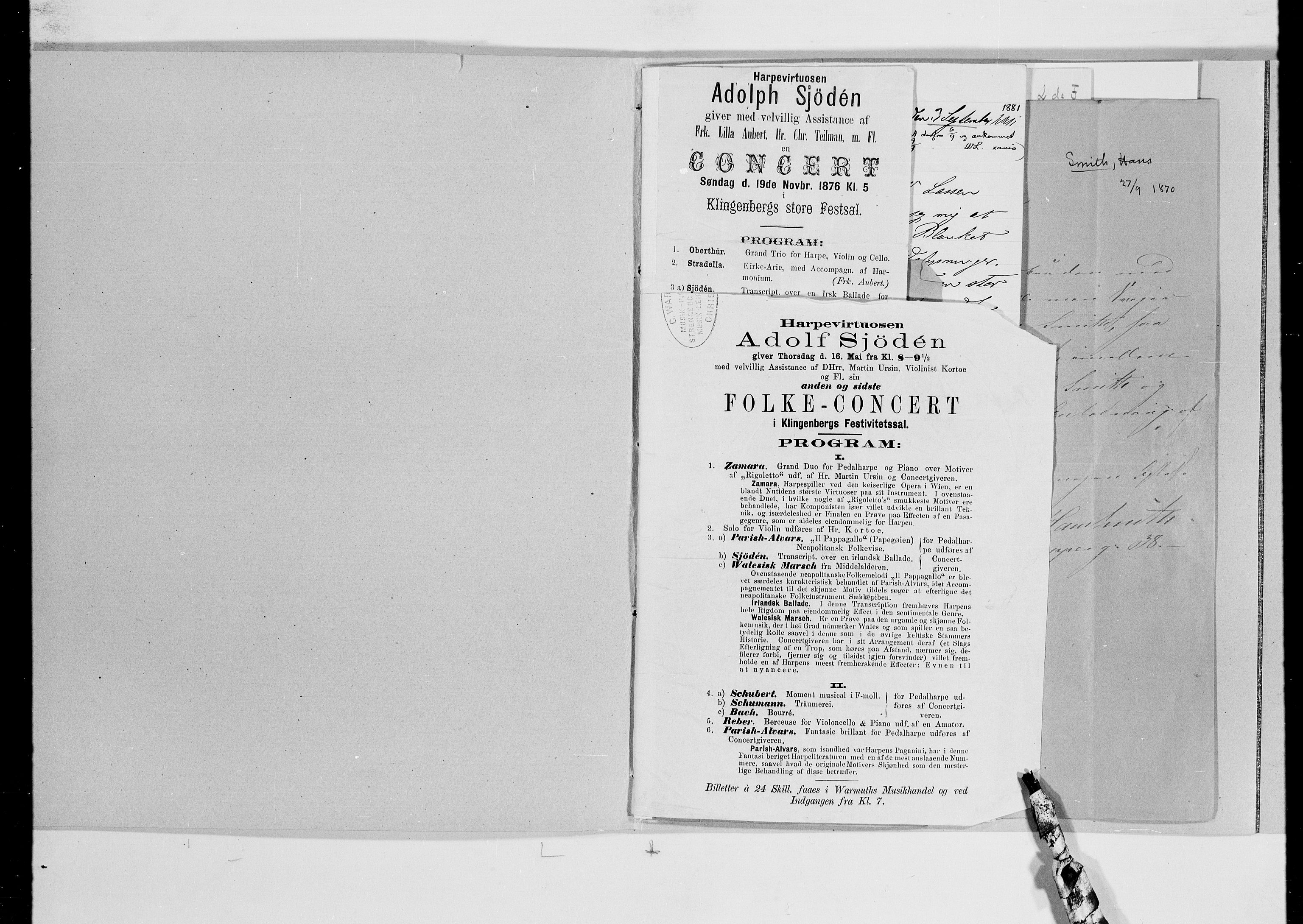 Lassens samlinger, AV/RA-PA-0051/G/L0100: Alfabetisk ordnede brev til Wilhelm Lassen: Olsen - Swalin, 1815-1907, p. 136