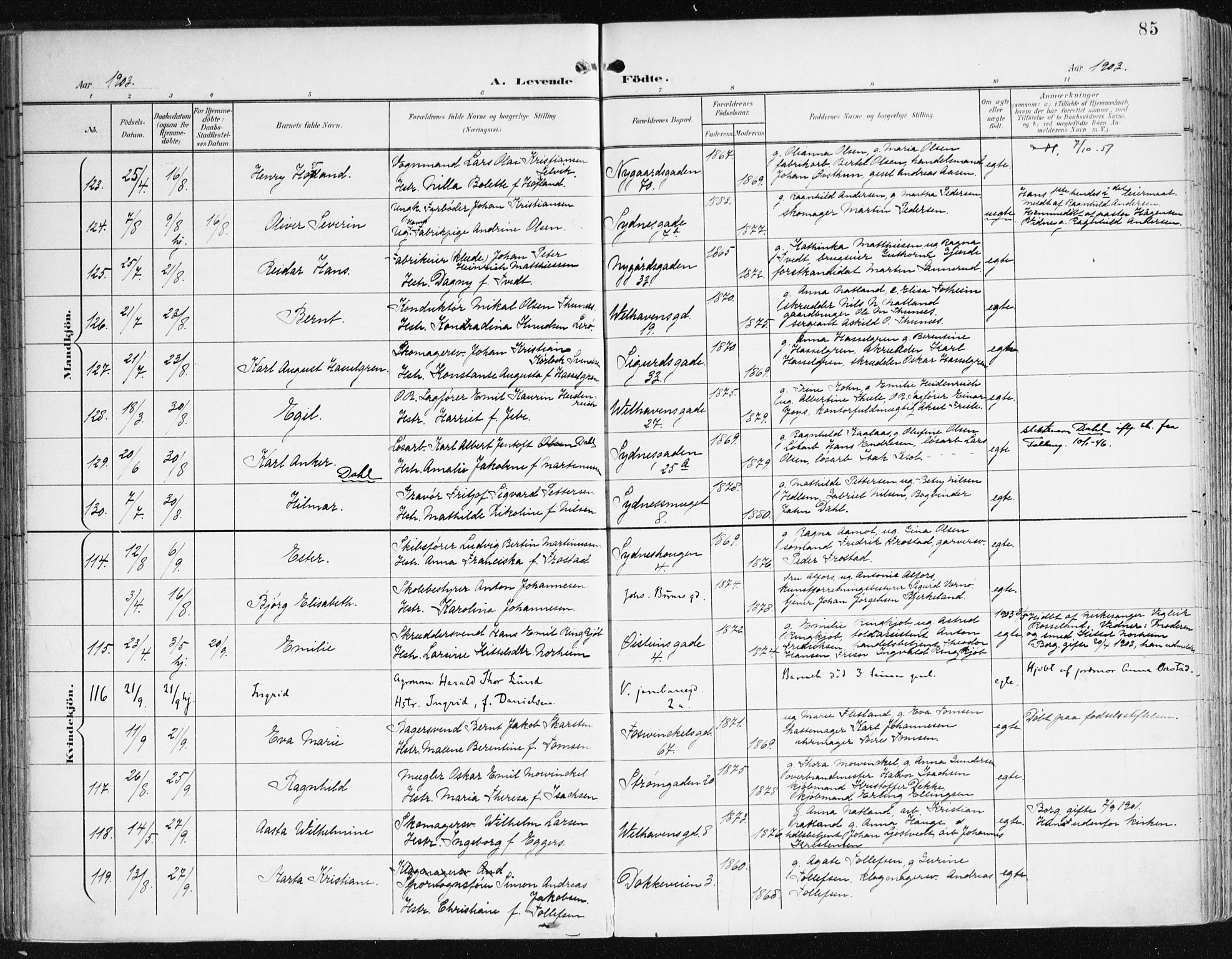 Johanneskirken sokneprestembete, AV/SAB-A-76001/H/Haa/L0002: Parish register (official) no. A 2, 1900-1912, p. 85