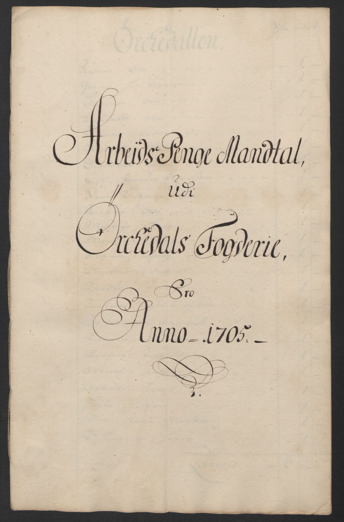 Rentekammeret inntil 1814, Reviderte regnskaper, Fogderegnskap, RA/EA-4092/R60/L3955: Fogderegnskap Orkdal og Gauldal, 1705, p. 167