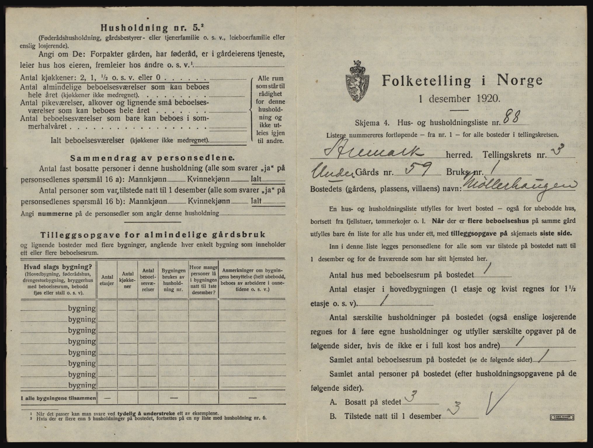 SAO, 1920 census for Aremark, 1920, p. 467