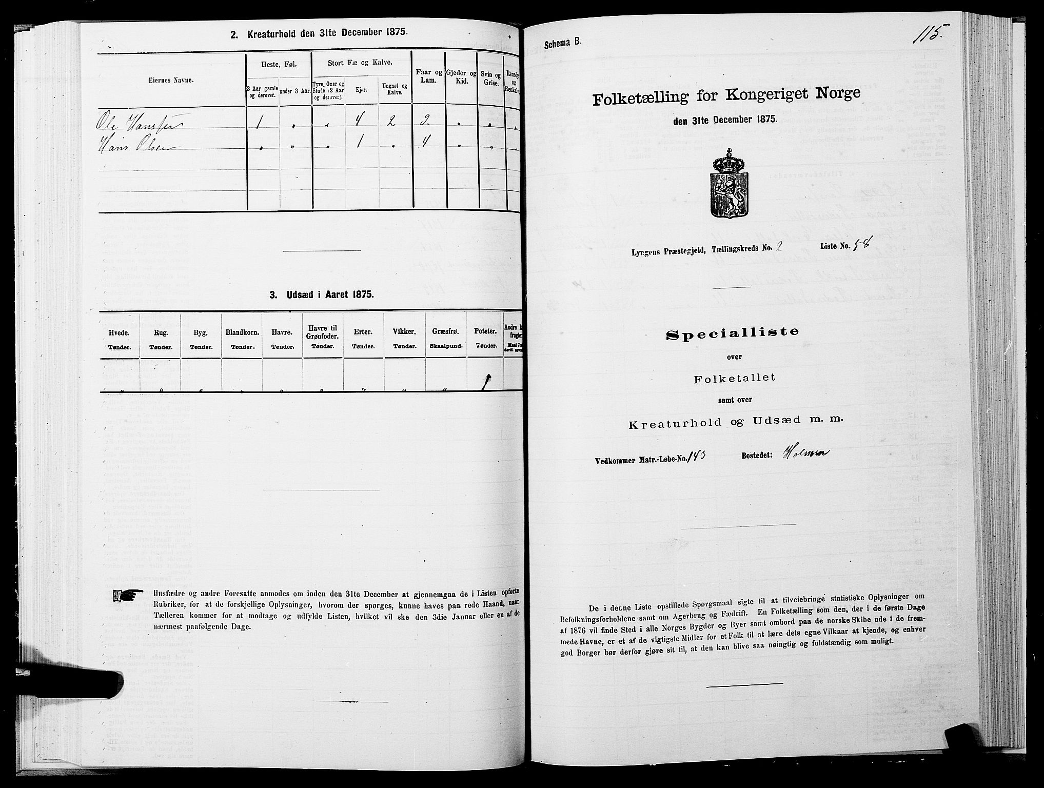 SATØ, 1875 census for 1938P Lyngen, 1875, p. 2115