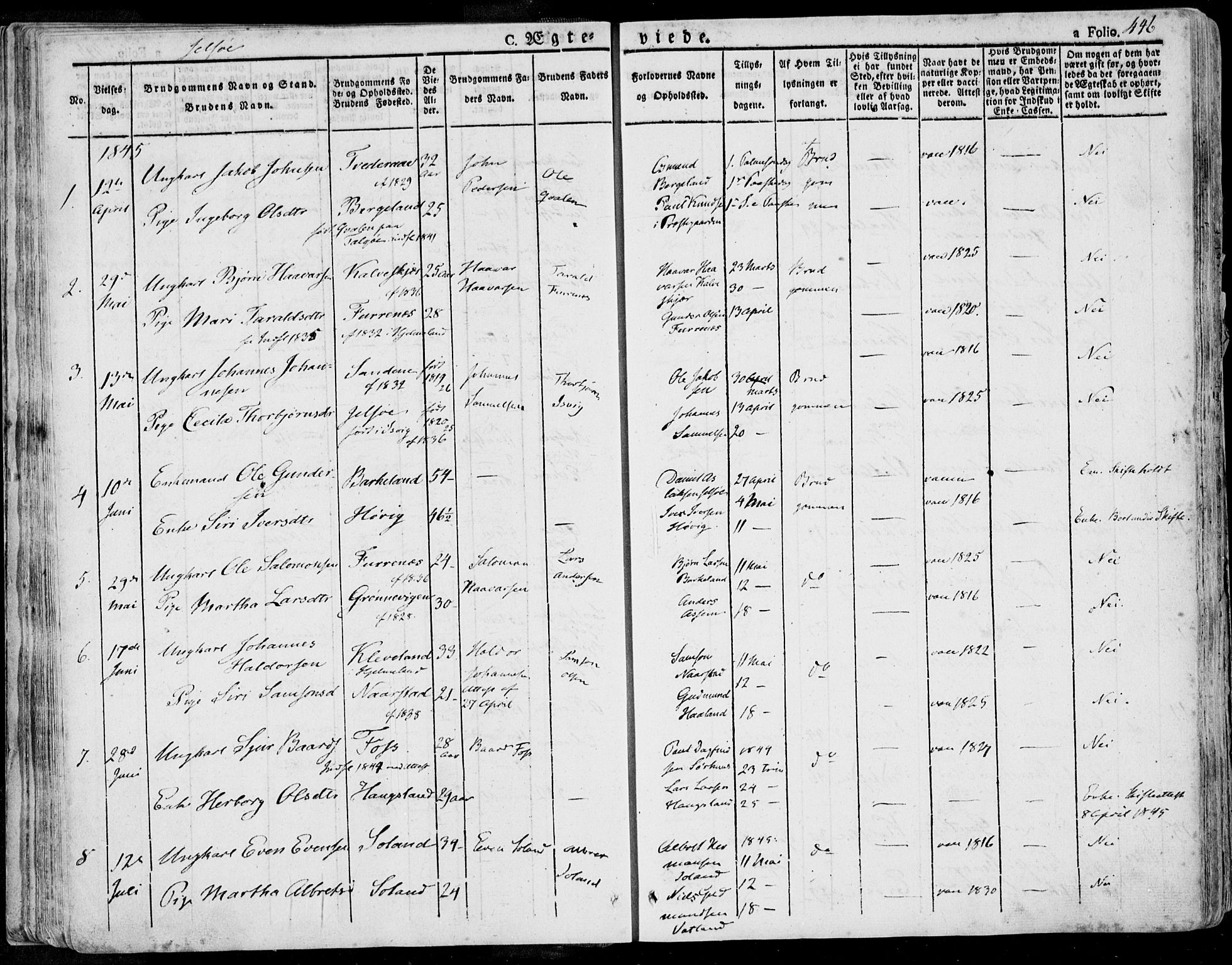 Jelsa sokneprestkontor, SAST/A-101842/01/IV: Parish register (official) no. A 6.2, 1828-1853, p. 446
