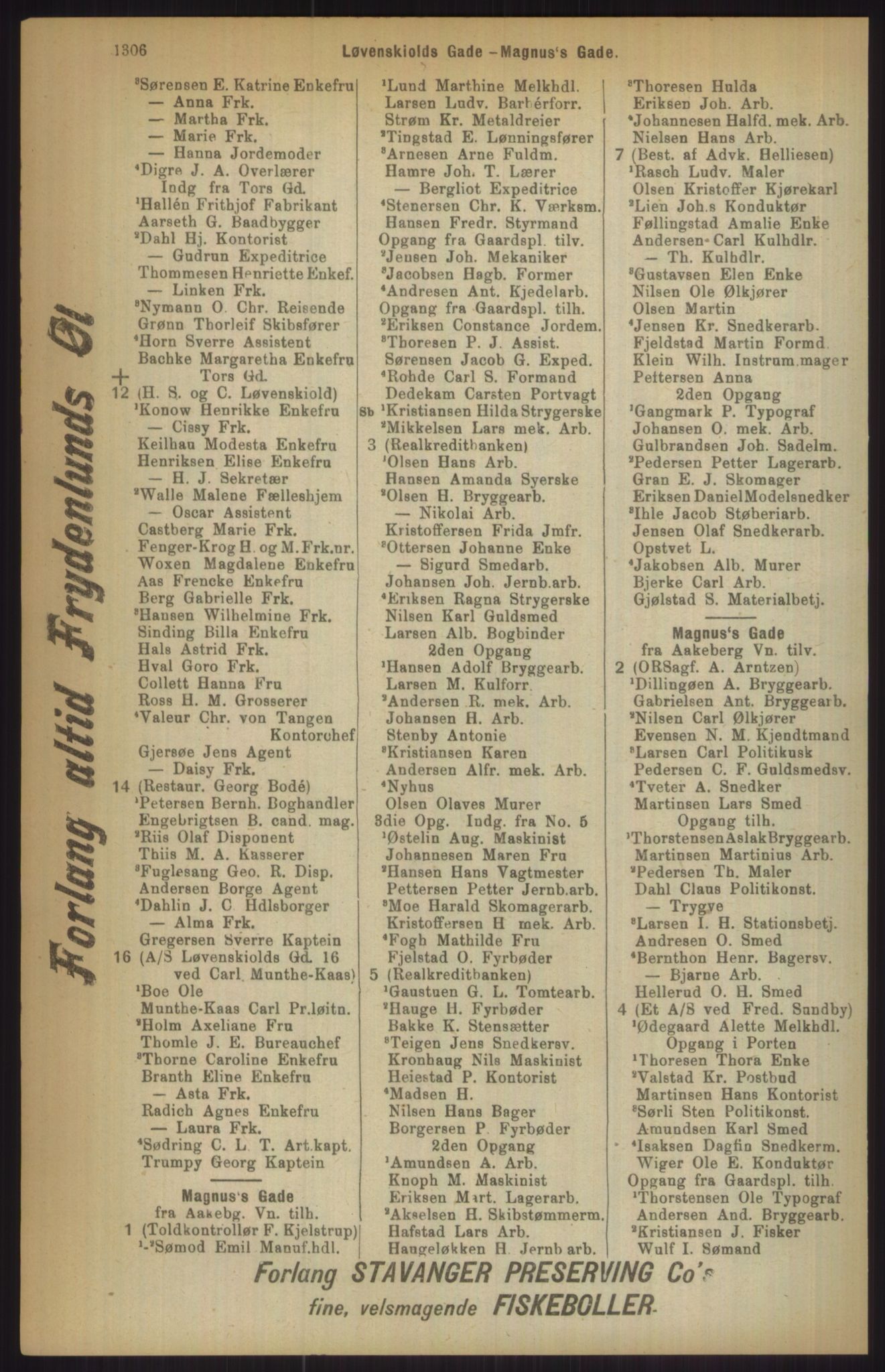 Kristiania/Oslo adressebok, PUBL/-, 1911, p. 1306