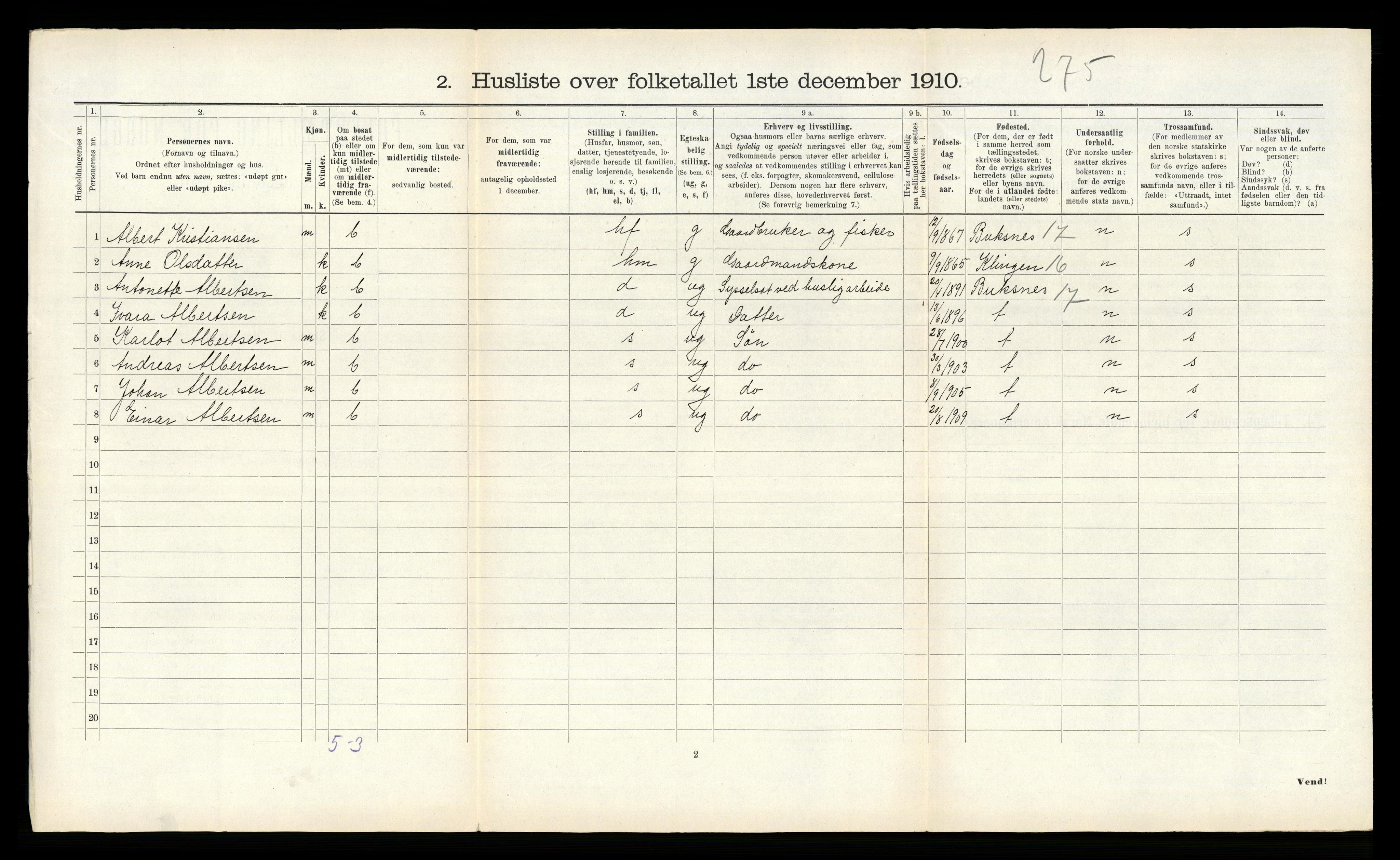 RA, 1910 census for Nærøy, 1910, p. 442