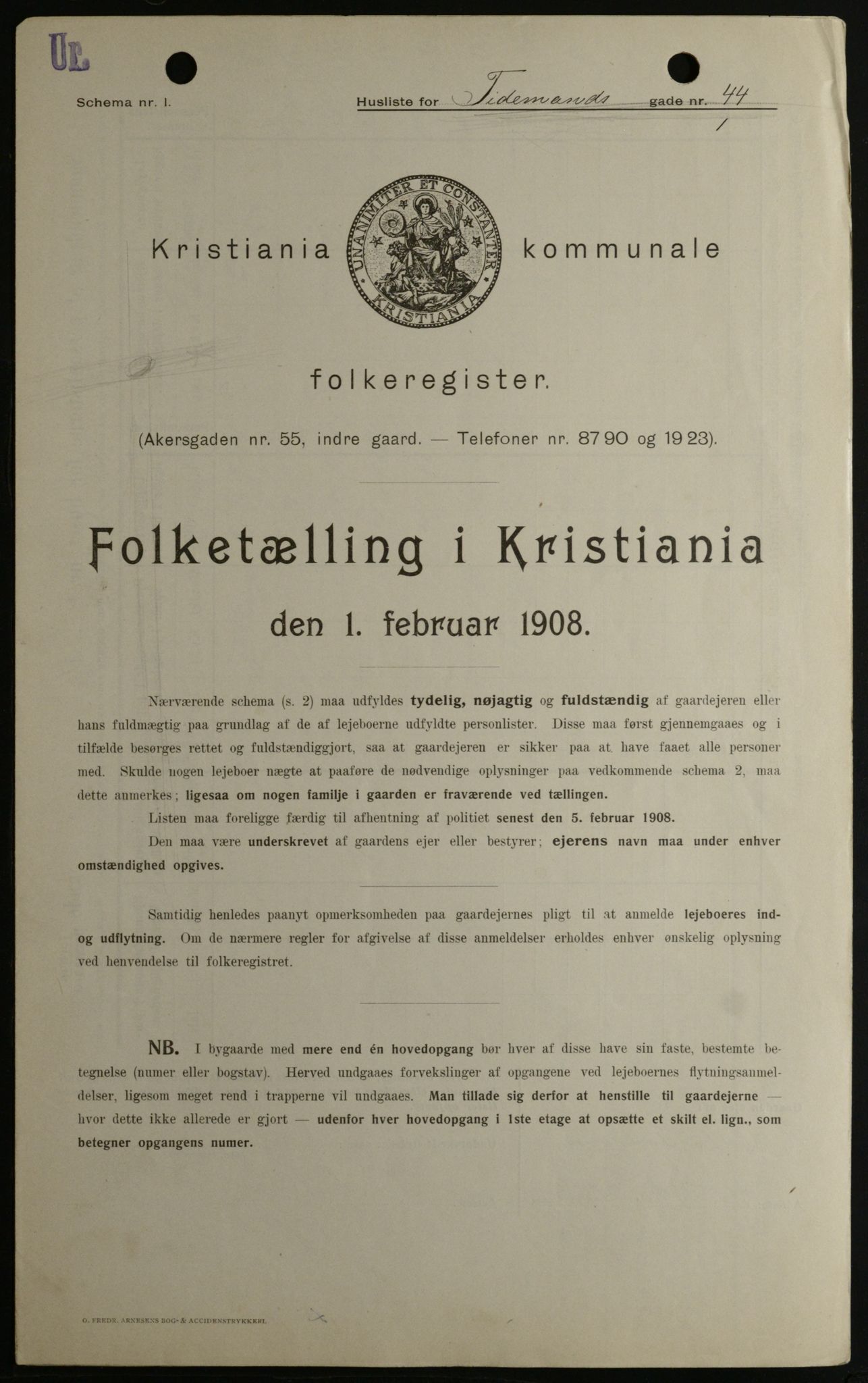 OBA, Municipal Census 1908 for Kristiania, 1908, p. 100245