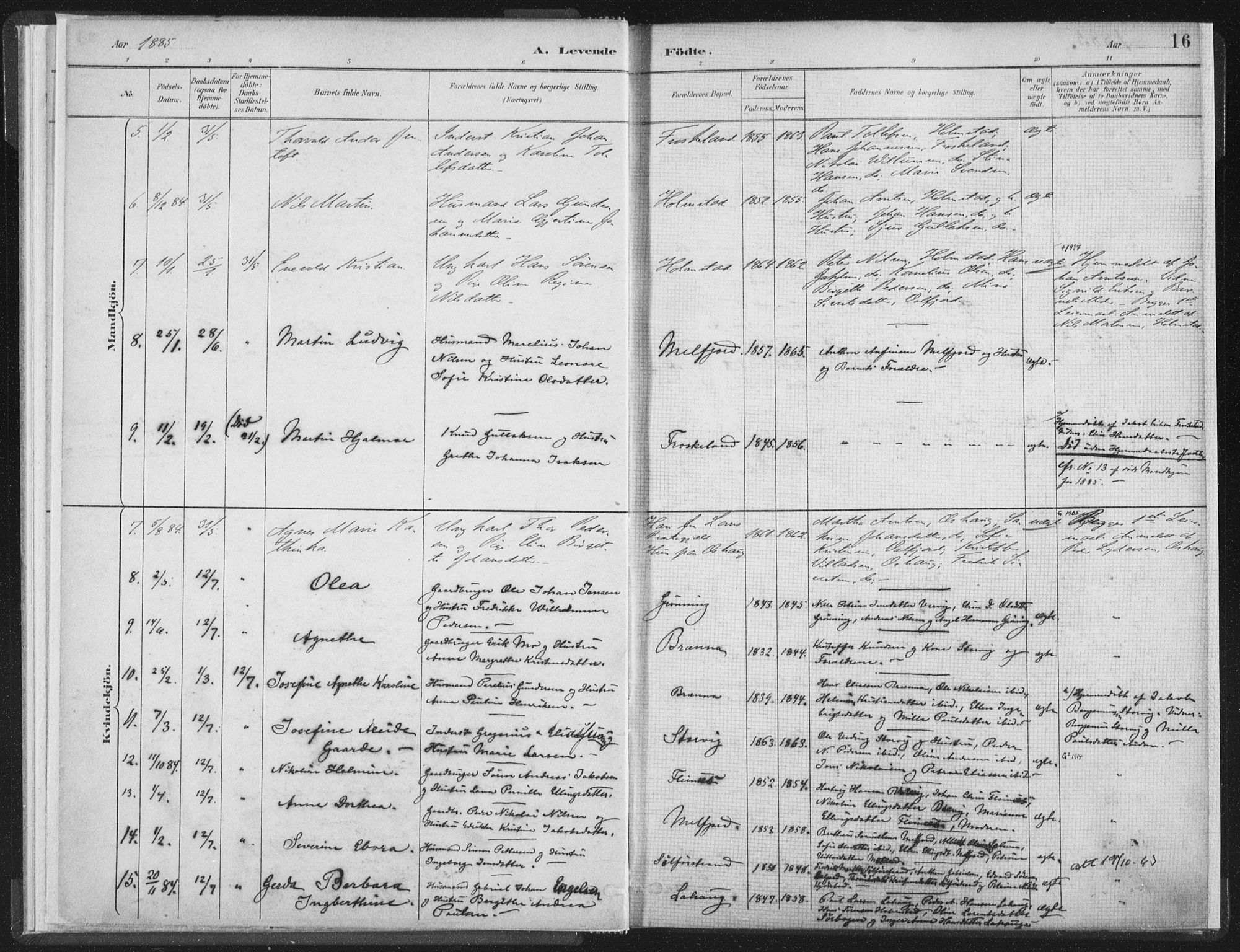 Ministerialprotokoller, klokkerbøker og fødselsregistre - Nordland, SAT/A-1459/890/L1286: Parish register (official) no. 890A01, 1882-1902, p. 16