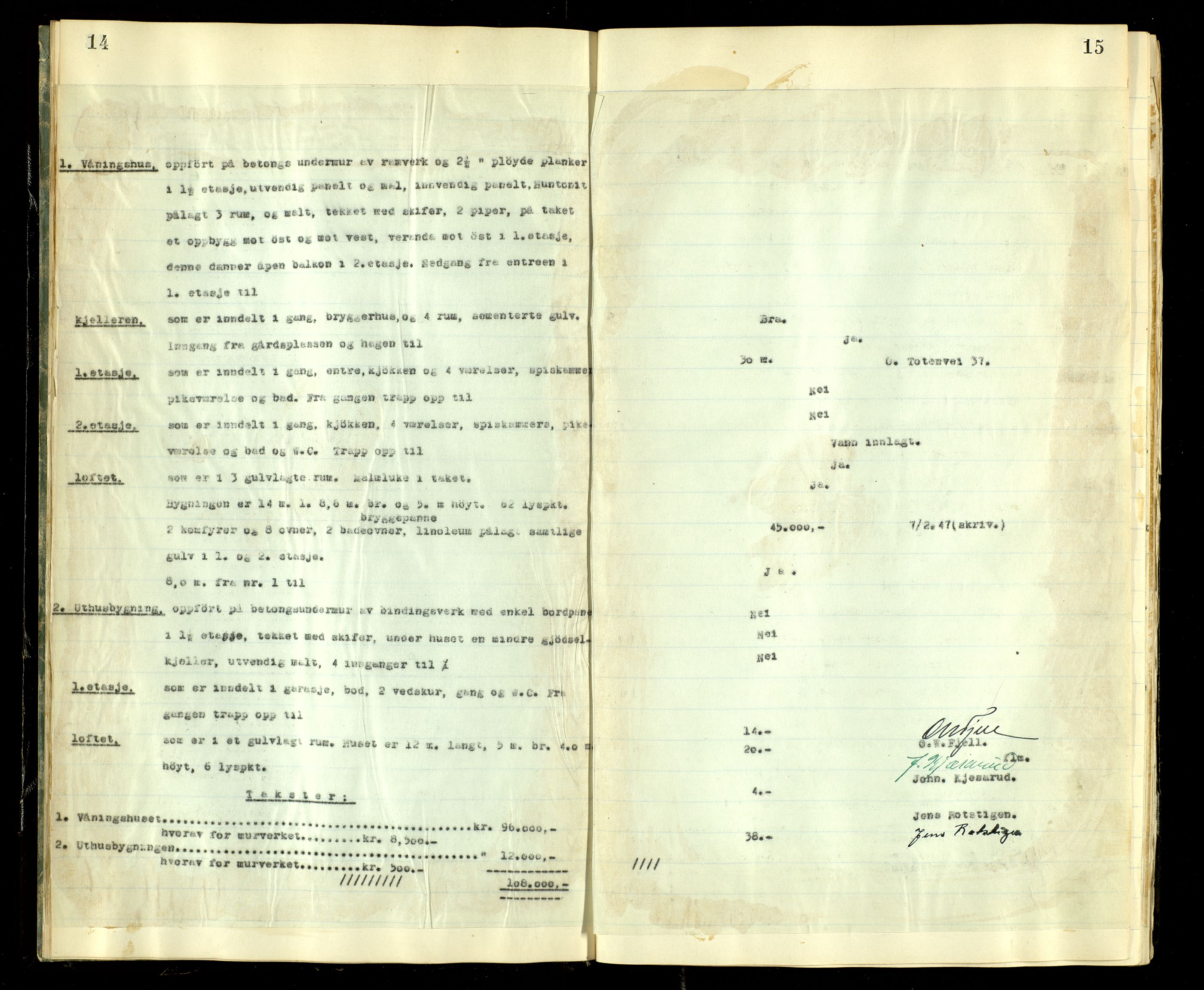 Norges Brannkasse, Gjøvik, AV/SAH-NBRANG-045/F/L0010: Branntakstprotokoll, 1948-1952, p. 14-15