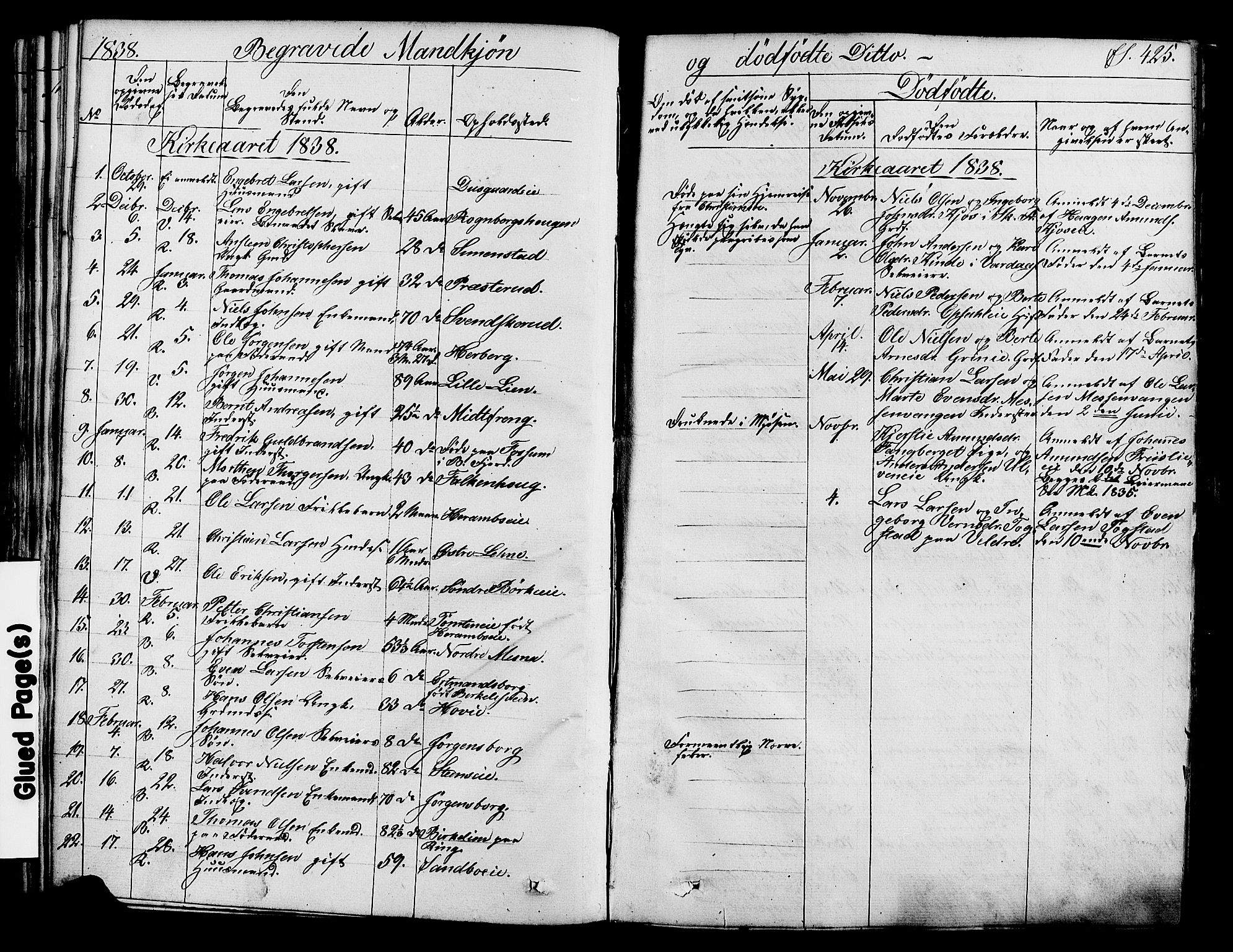 Ringsaker prestekontor, SAH/PREST-014/K/Ka/L0008: Parish register (official) no. 8, 1837-1850, p. 425