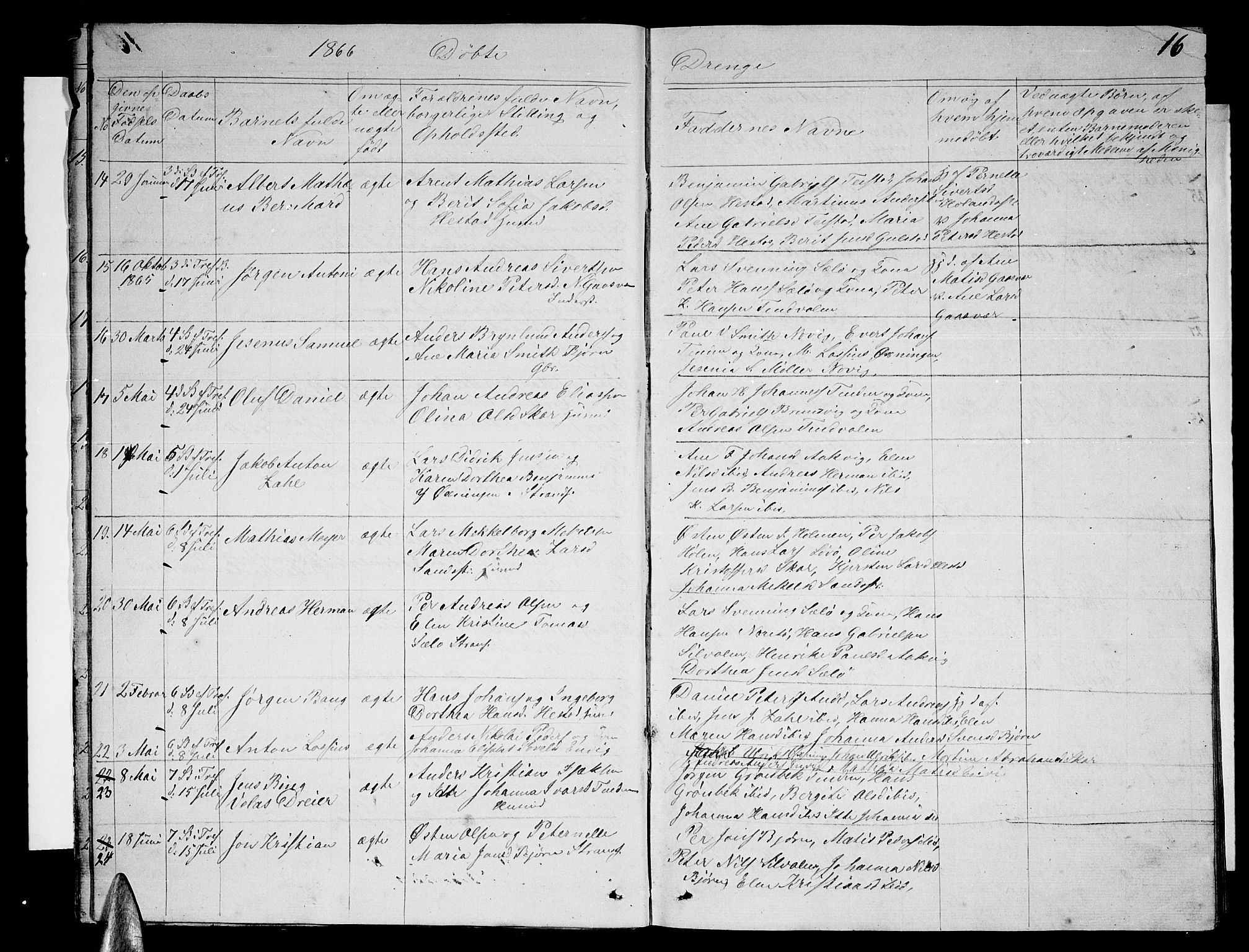 Ministerialprotokoller, klokkerbøker og fødselsregistre - Nordland, AV/SAT-A-1459/834/L0512: Parish register (copy) no. 834C03, 1862-1877, p. 16