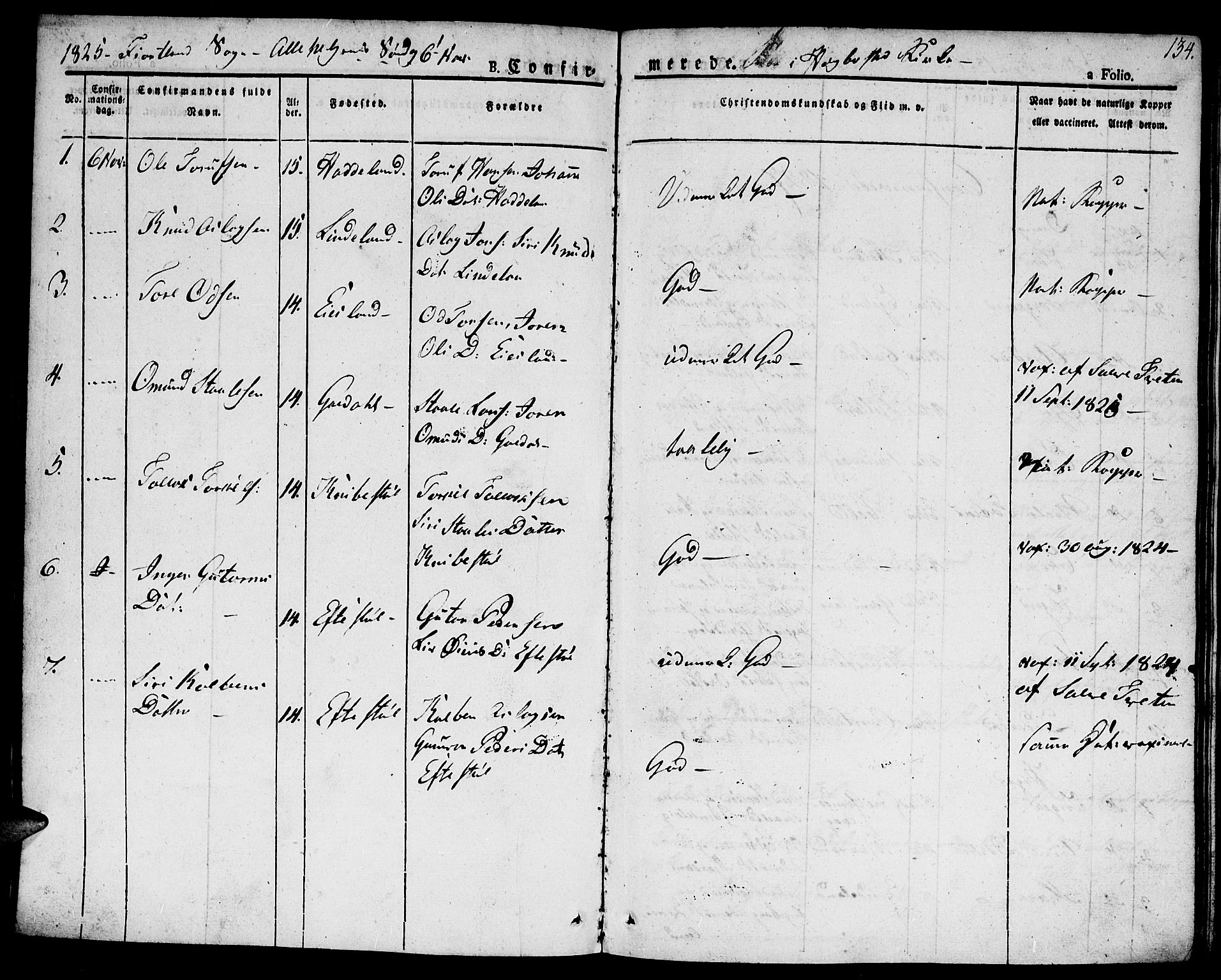 Hægebostad sokneprestkontor, SAK/1111-0024/F/Fa/Faa/L0003: Parish register (official) no. A 3 /2, 1825-1840, p. 134