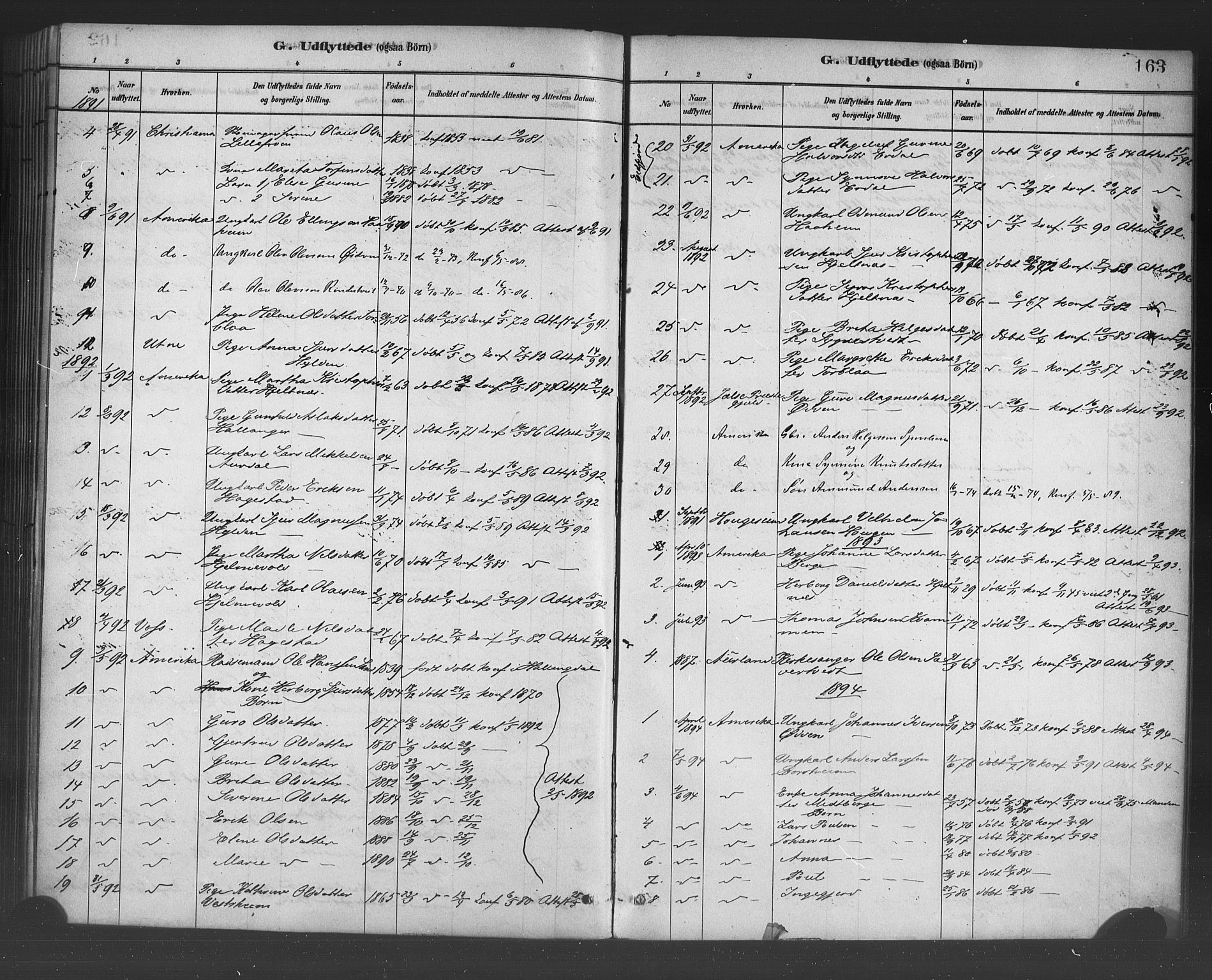 Ulvik sokneprestembete, SAB/A-78801/H/Haa: Parish register (official) no. B 1, 1878-1897, p. 163