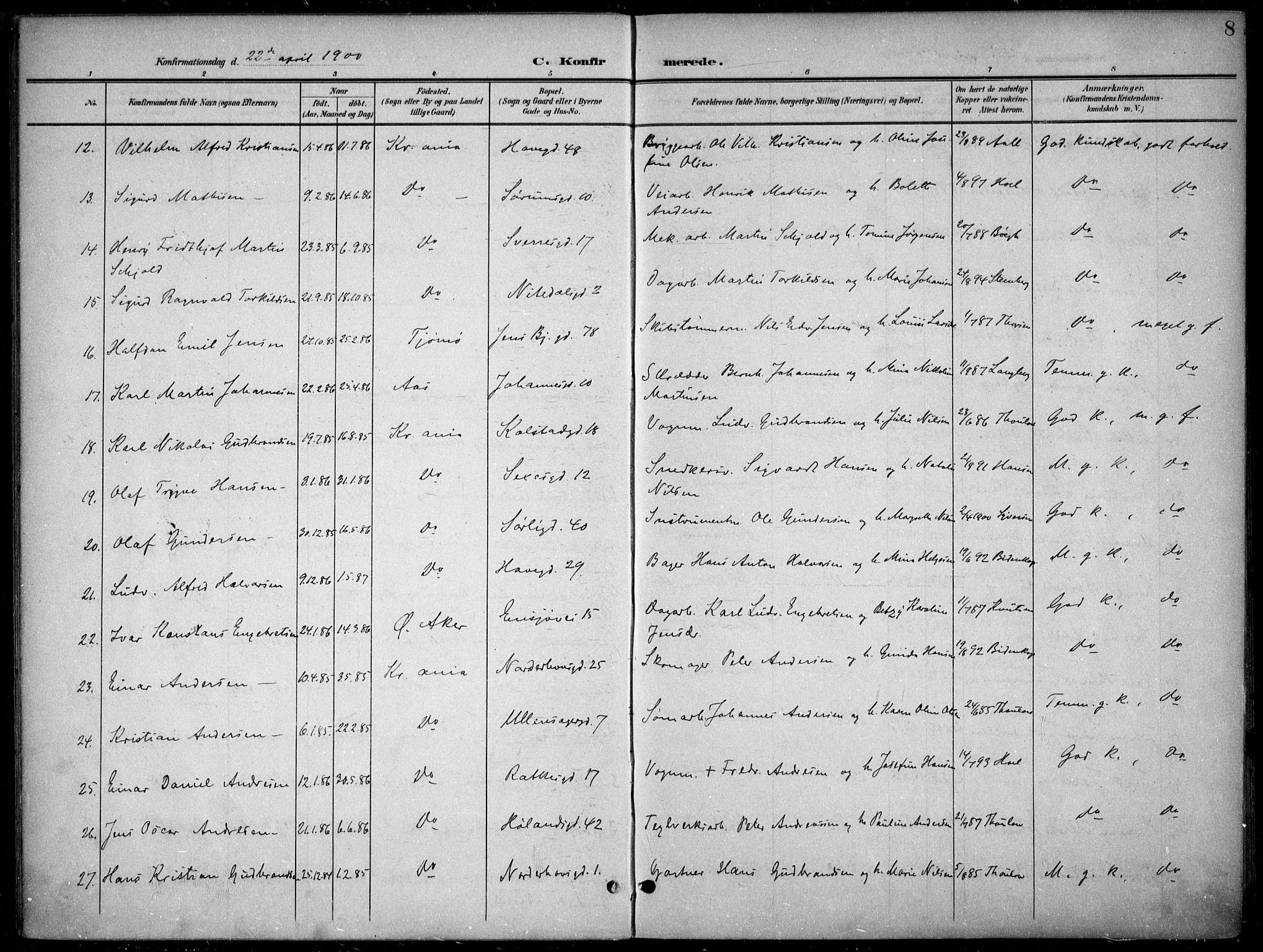 Kampen prestekontor Kirkebøker, SAO/A-10853/F/Fa/L0009: Parish register (official) no. I 9, 1899-1911, p. 8