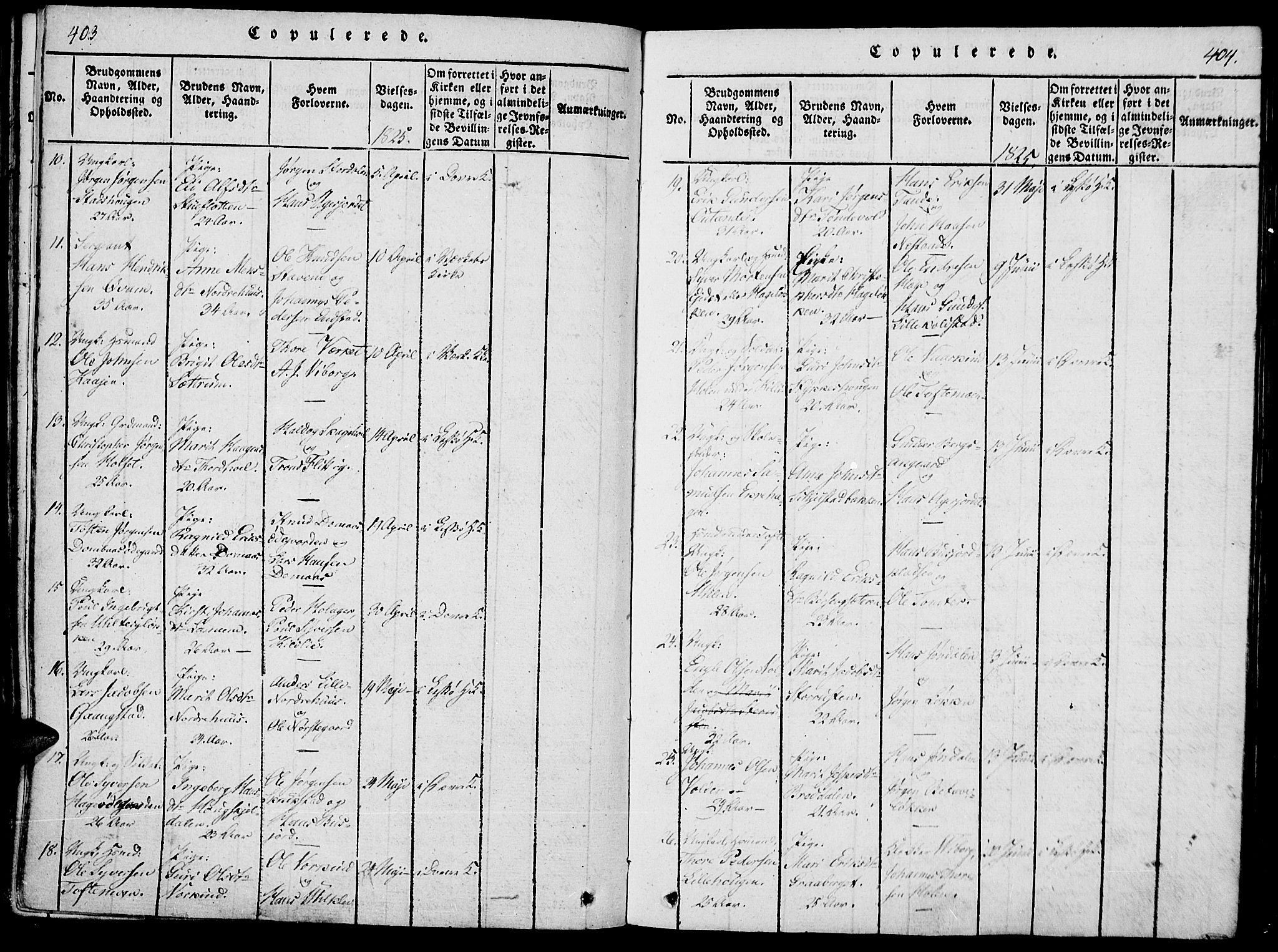 Lesja prestekontor, SAH/PREST-068/H/Ha/Haa/L0004: Parish register (official) no. 4, 1820-1829, p. 403-404