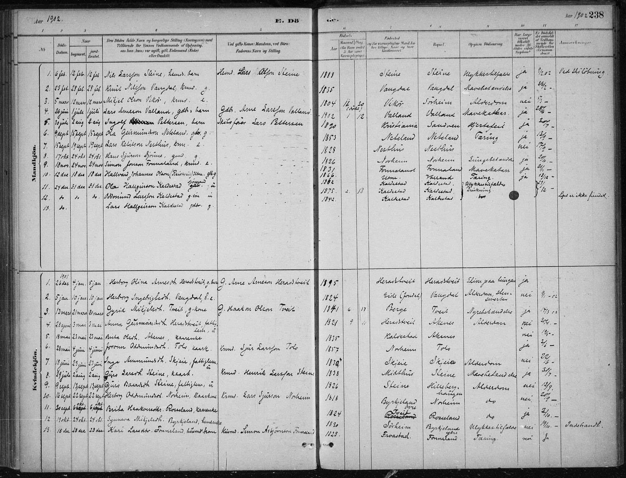 Kvam sokneprestembete, SAB/A-76201/H/Haa: Parish register (official) no. B  1, 1880-1908, p. 238