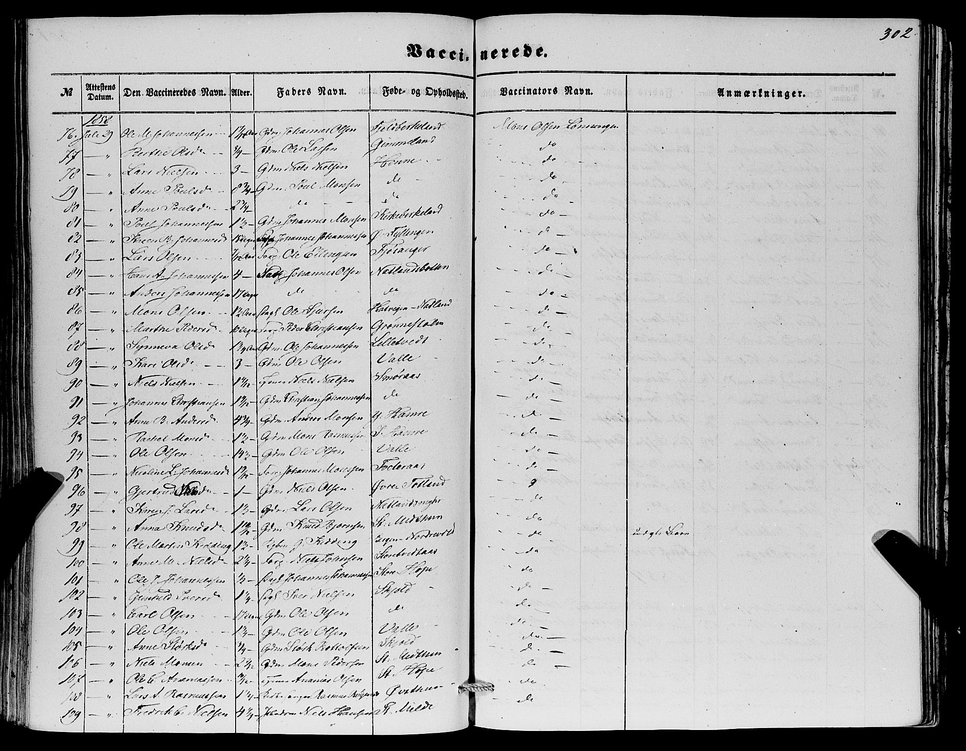 Fana Sokneprestembete, AV/SAB-A-75101/H/Haa/Haaa/L0011: Parish register (official) no. A 11, 1851-1862, p. 302