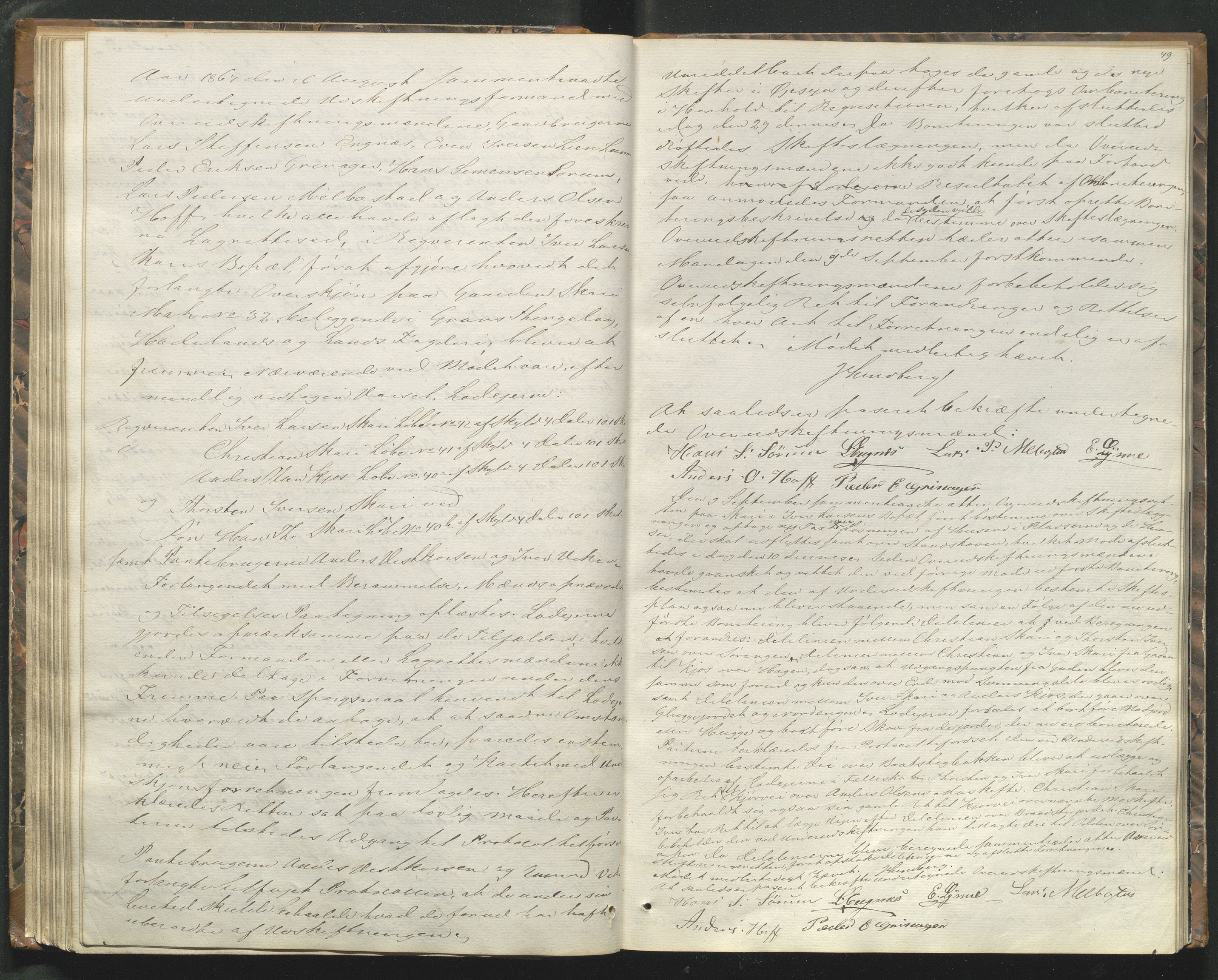 Utskiftningsformannen i Oppland fylke, AV/SAH-JORDSKIFTEO-001/H/Hf/Hfg/L0001: Forhandlingsprotokoll - Toten og Hadeland, 1865-1868, p. 49
