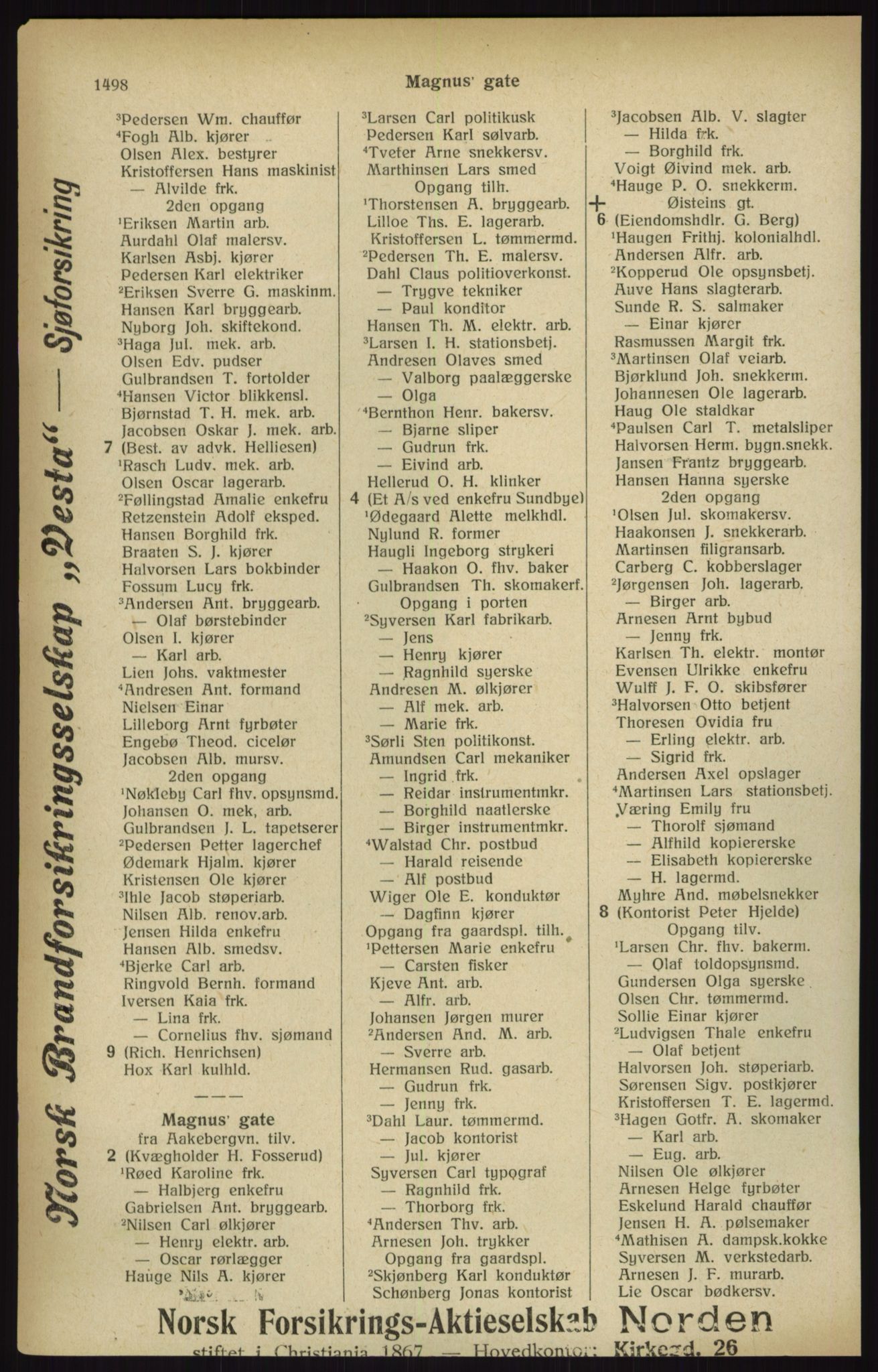 Kristiania/Oslo adressebok, PUBL/-, 1916, p. 1498