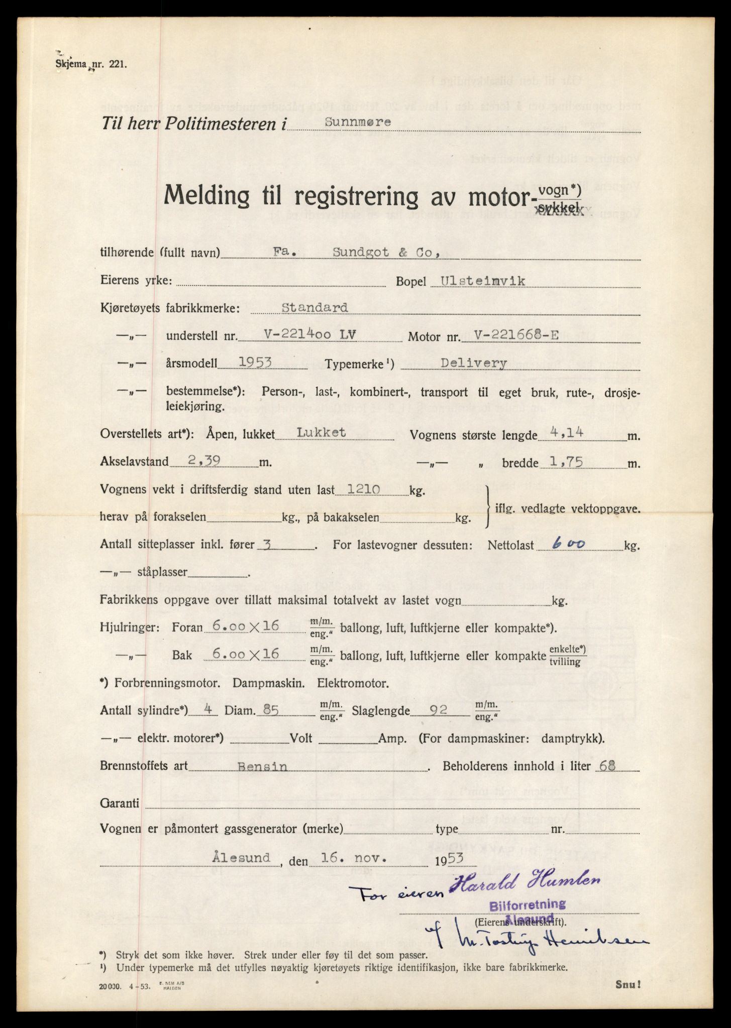 Møre og Romsdal vegkontor - Ålesund trafikkstasjon, SAT/A-4099/F/Fe/L0012: Registreringskort for kjøretøy T 1290 - T 1450, 1927-1998, p. 495