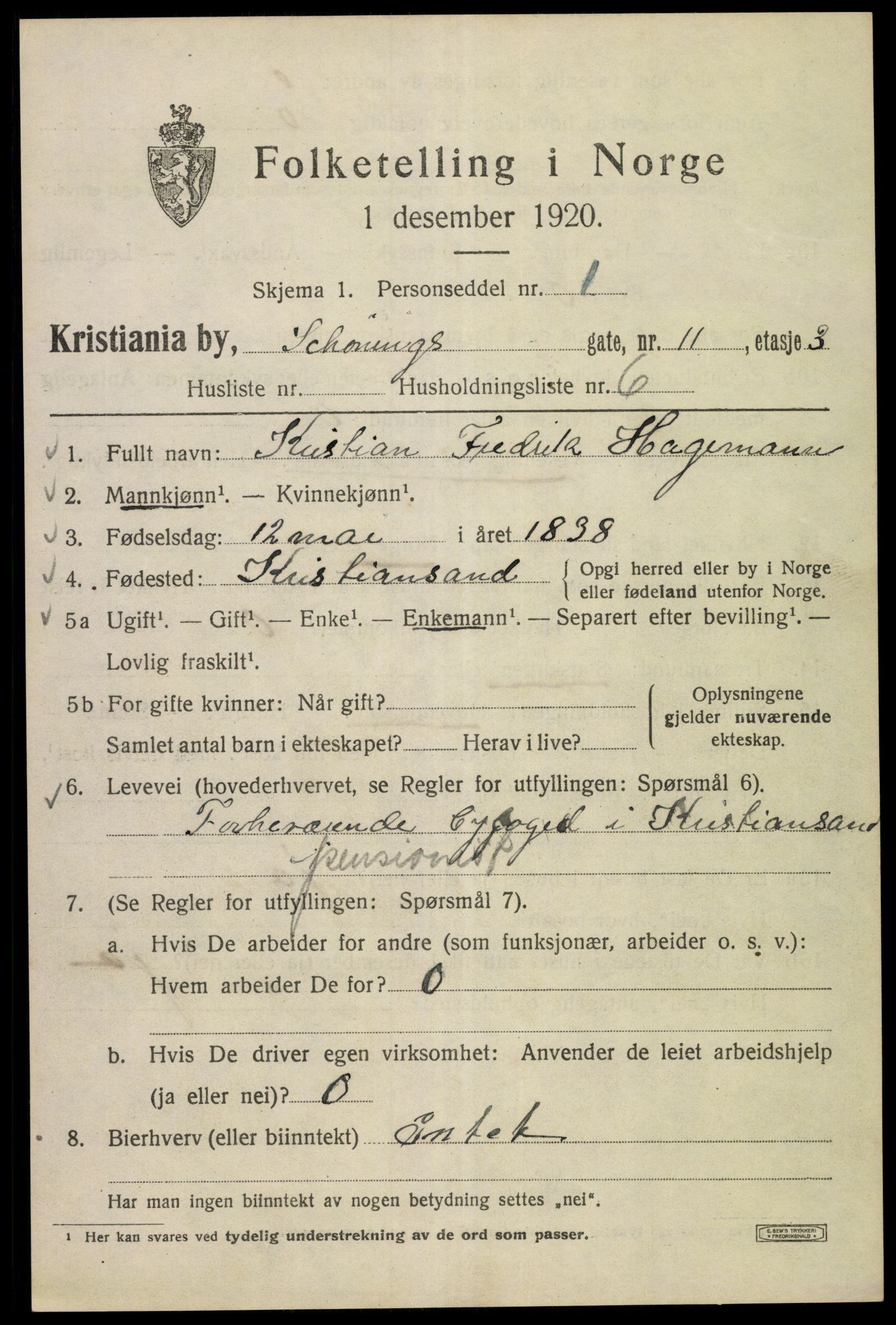 SAO, 1920 census for Kristiania, 1920, p. 504059