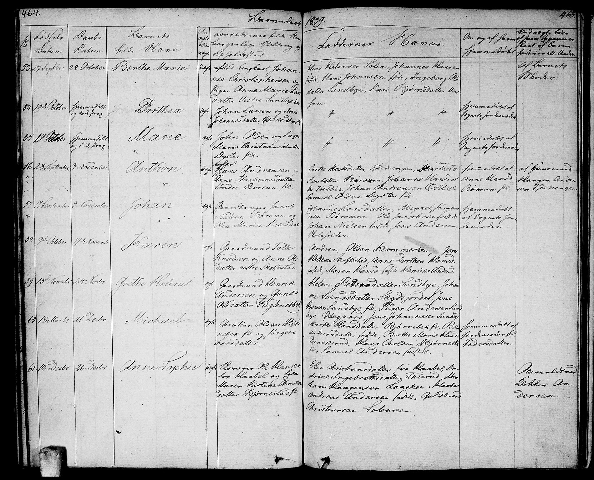 Ås prestekontor Kirkebøker, AV/SAO-A-10894/F/Fa/L0005: Parish register (official) no. I 5, 1827-1840, p. 464-465