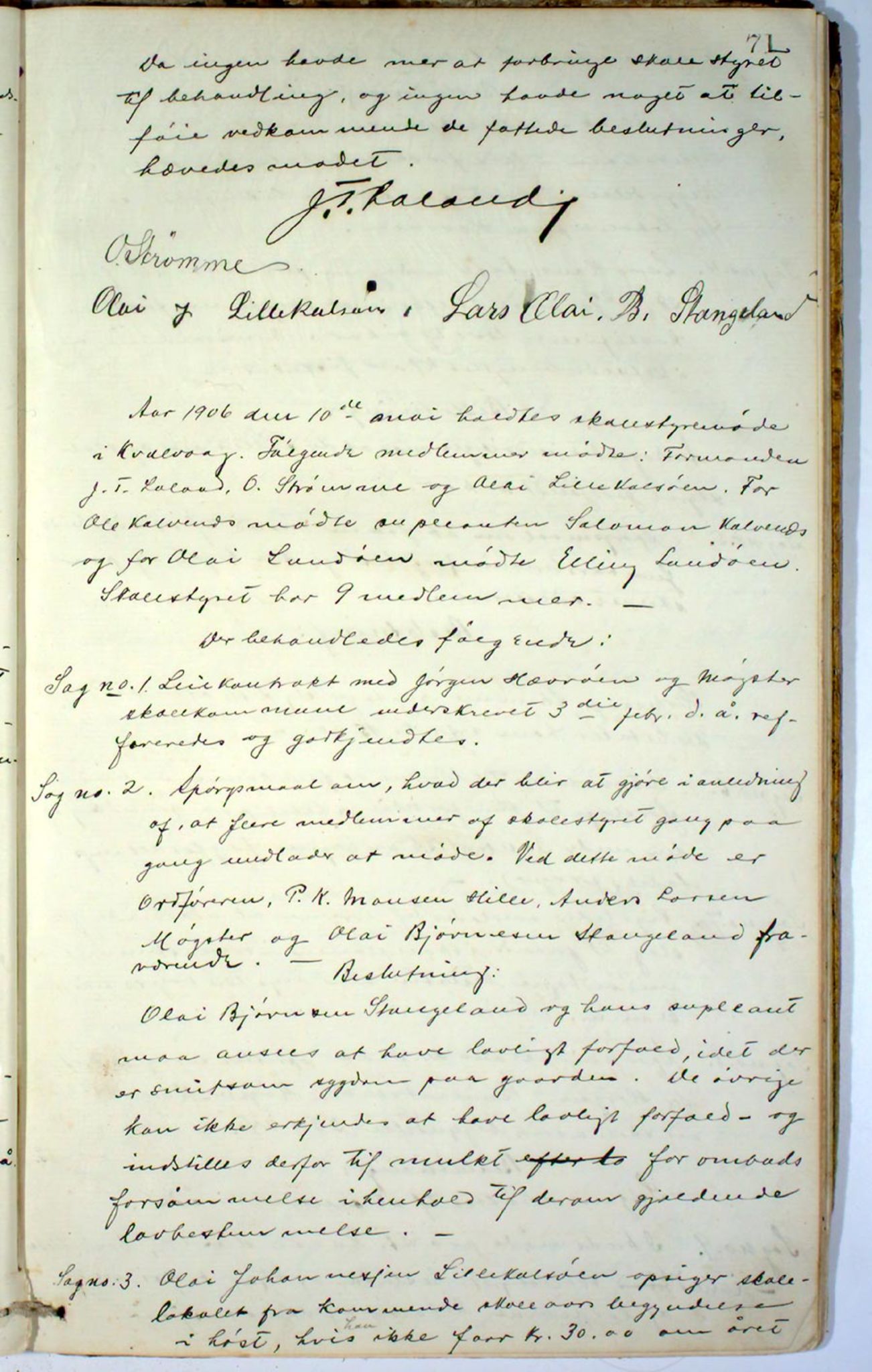 Austevoll kommune. Skulestyret, IKAH/1244-211/A/Aa/L0001: Møtebok for Møkster skulestyre, 1878-1910, p. 71a