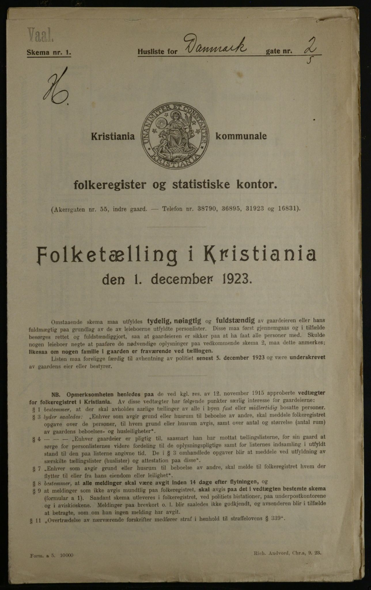 OBA, Municipal Census 1923 for Kristiania, 1923, p. 16380