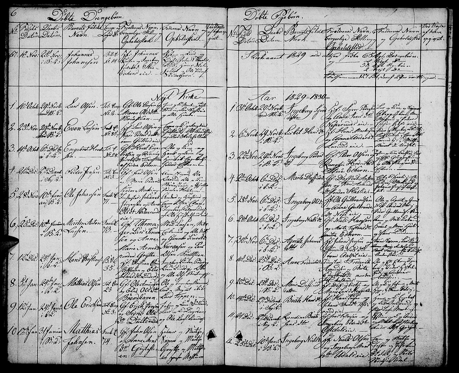 Biri prestekontor, SAH/PREST-096/H/Ha/Hab/L0002: Parish register (copy) no. 2, 1828-1842, p. 6