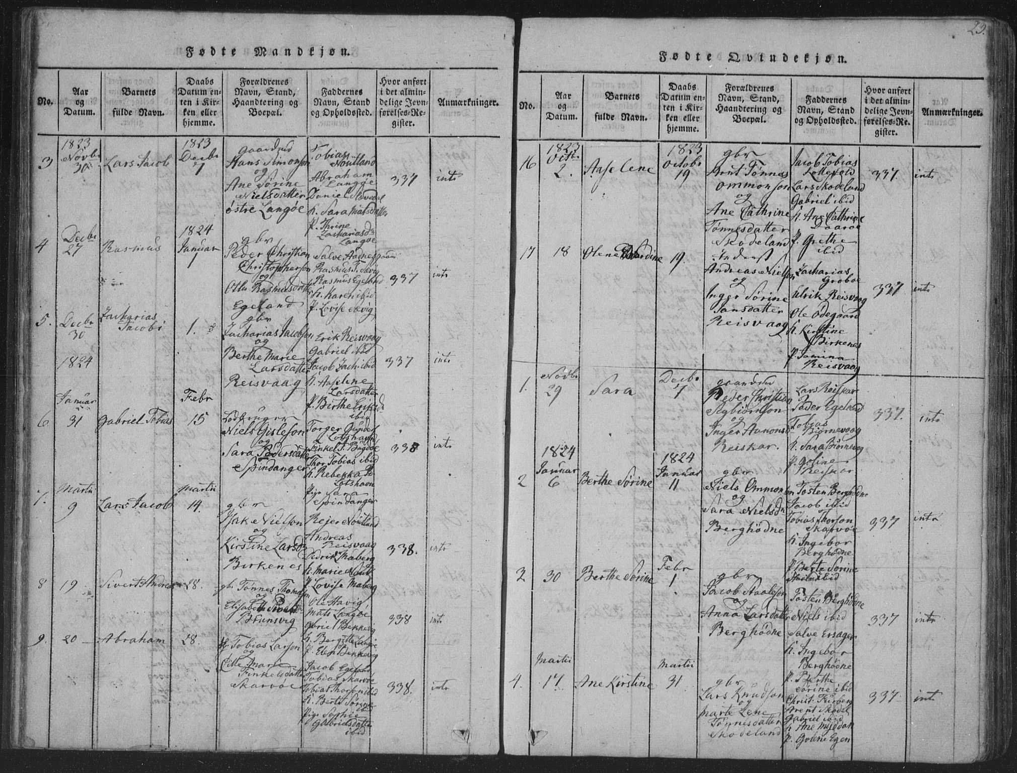 Herad sokneprestkontor, SAK/1111-0018/F/Fa/Fab/L0002: Parish register (official) no. A 2, 1816-1844, p. 23