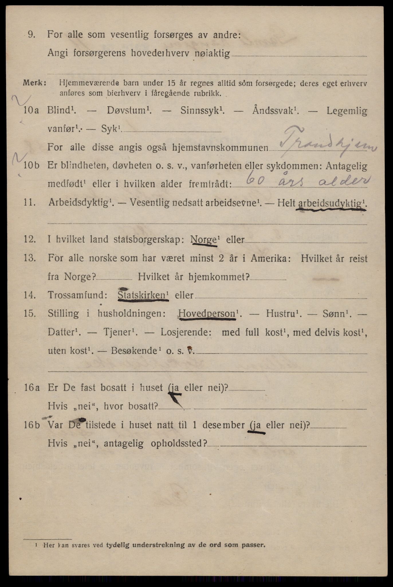 SAT, 1920 census for Trondheim, 1920, p. 118119